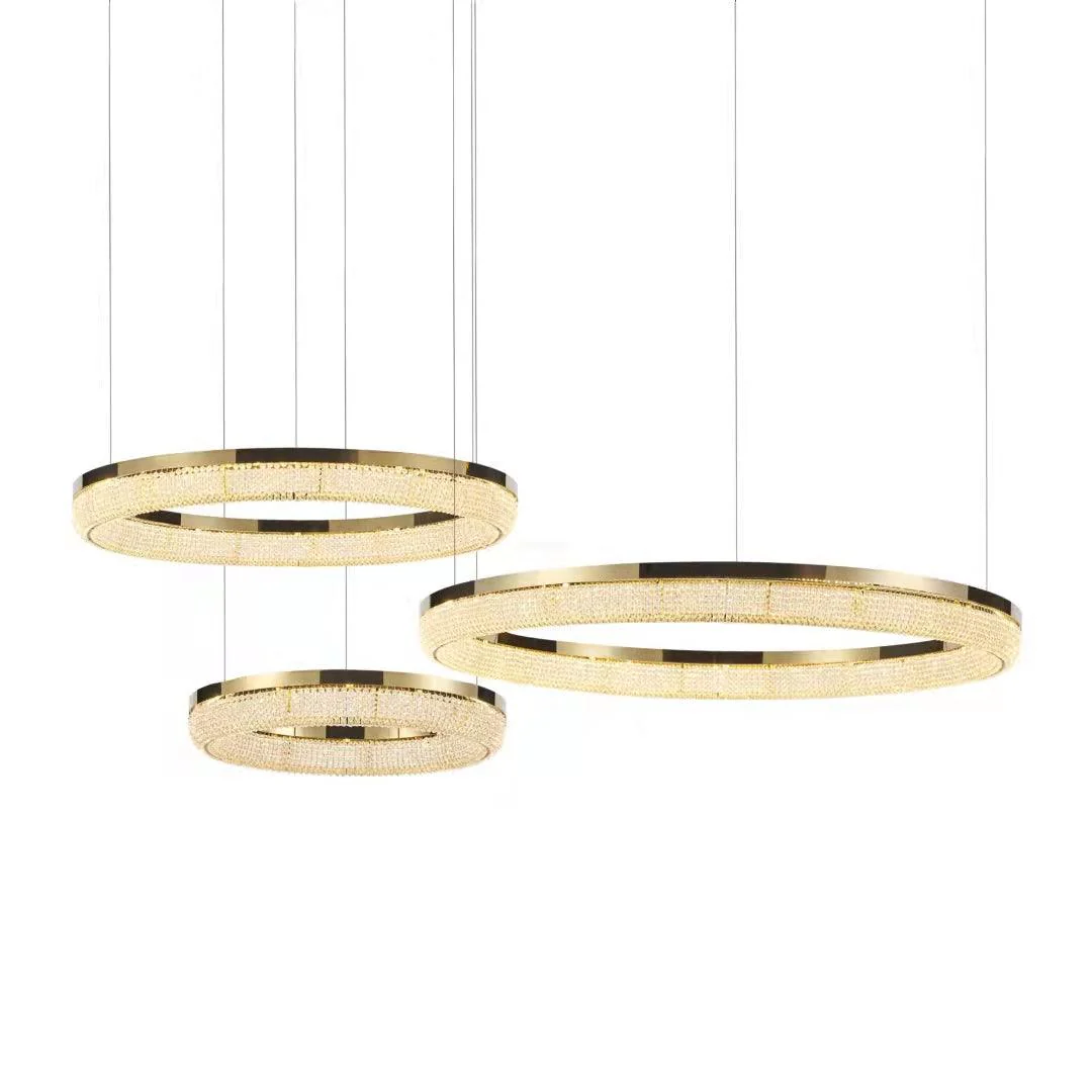 Люстра Round Ring Crystal - 90см x 35см x 7см, золотой, теплый свет