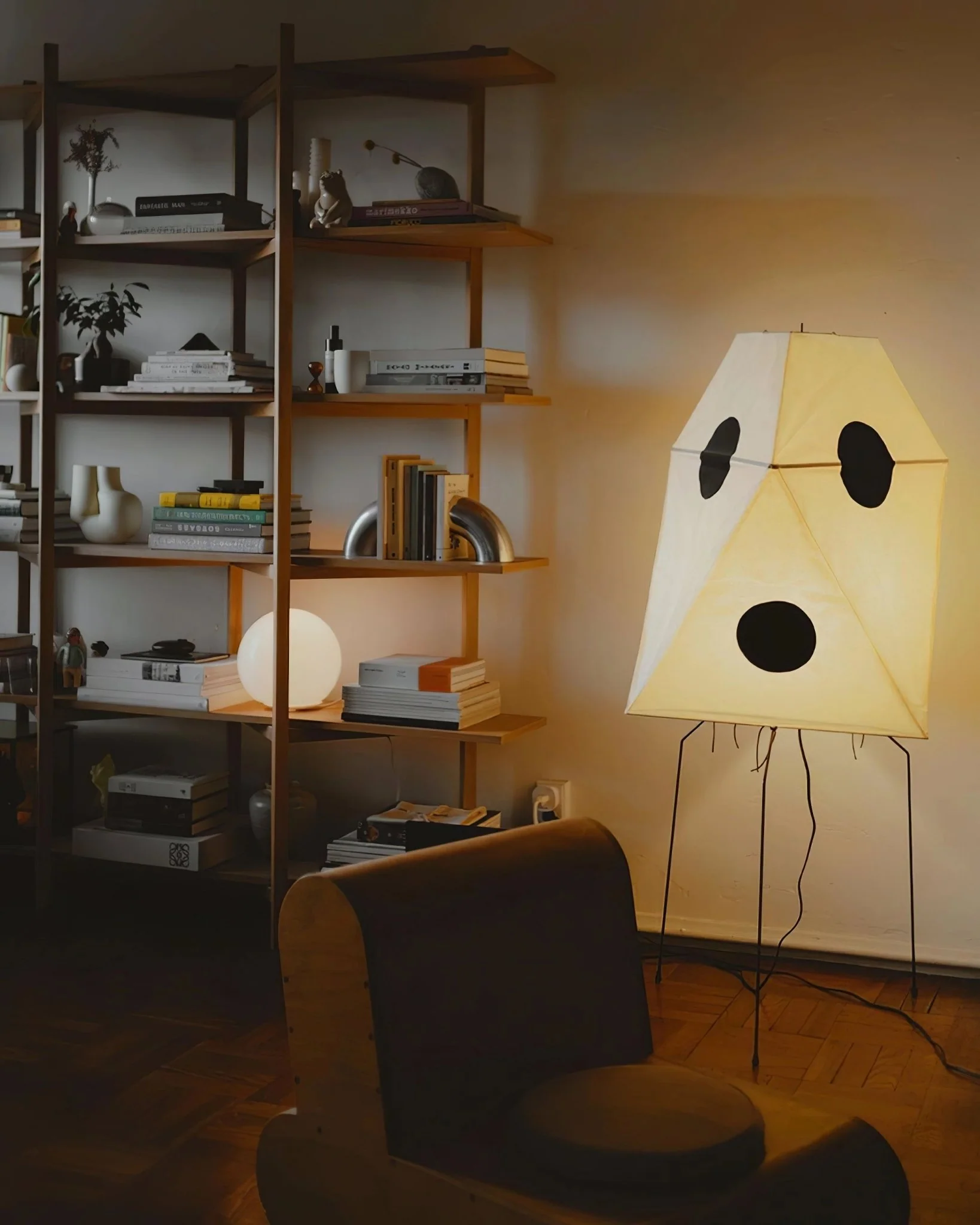 Торшер Origami Lantern - ∅56см x 34см, черный, белый