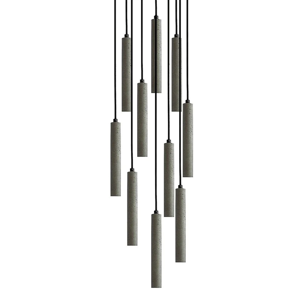 Подвесной светильник Bang Concrete - 8 подвесов ∅30см x 200см, серый бетон