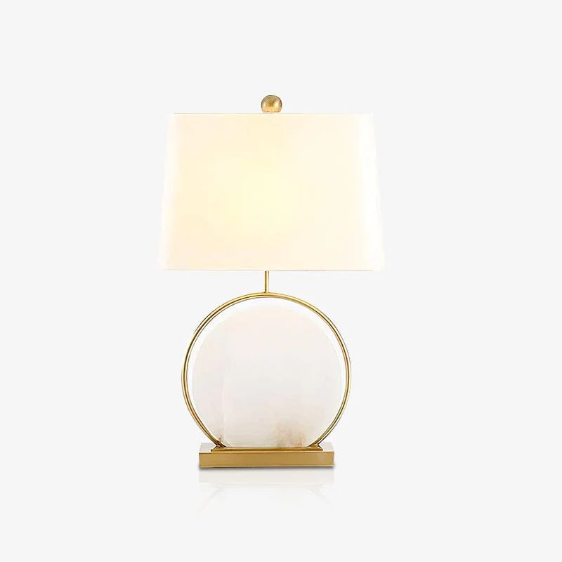 Roma White Marble Table Lamp - ∅ 14.9″ x H 24.4″/ Dia 38cm x H 62cm / Gold & White Alabaster / US plug
