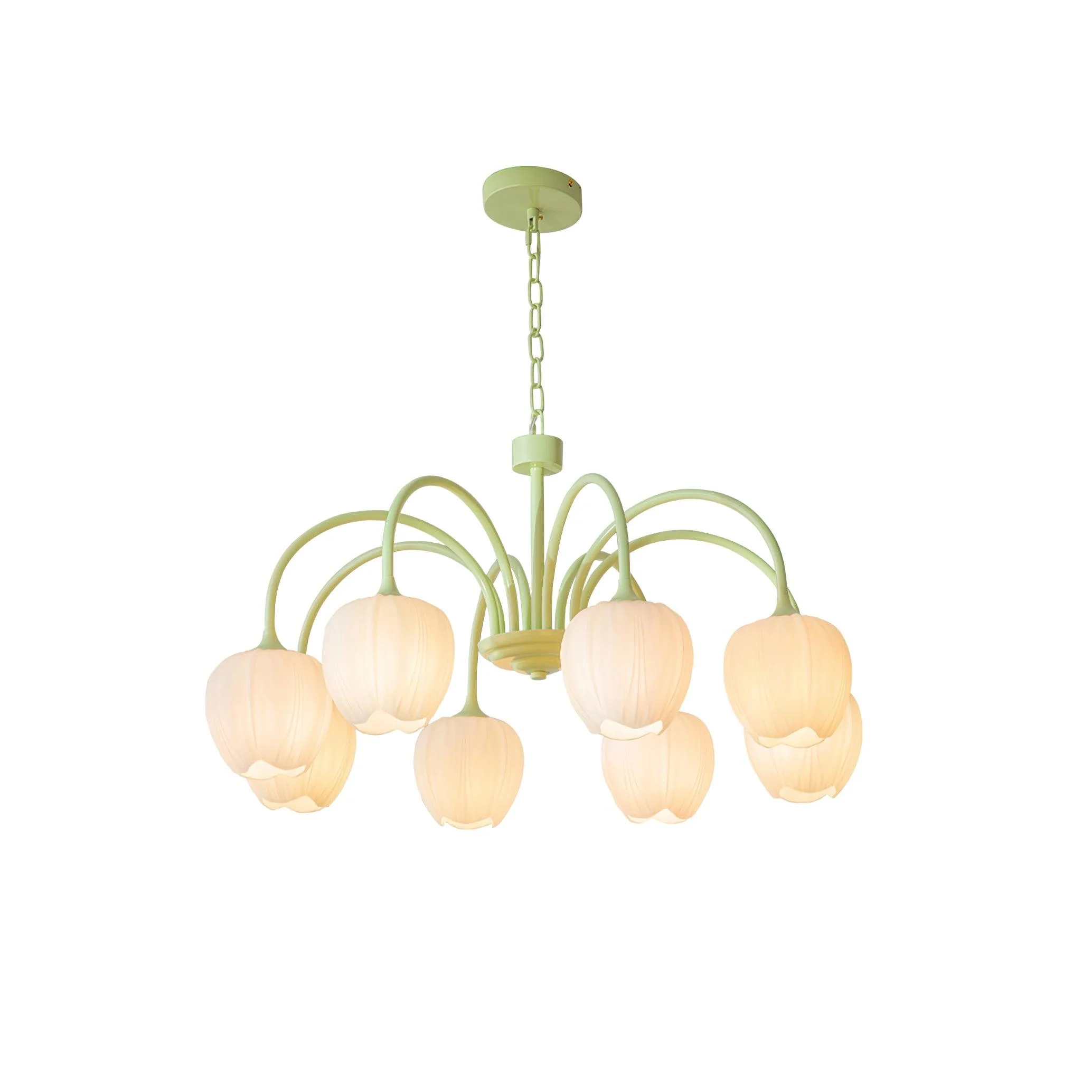 Люстра Tulip Matcha - 6 плафонов ∅66см x 40см, кремово-белый, белое стекло