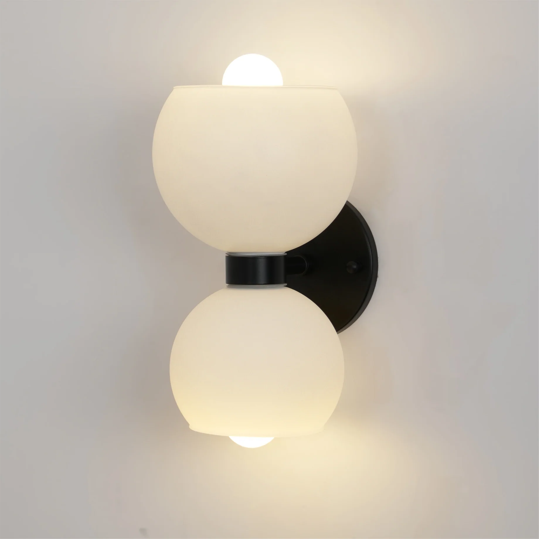 Round Pearl Sconce - Set of 2 / Brass / Smoke grey