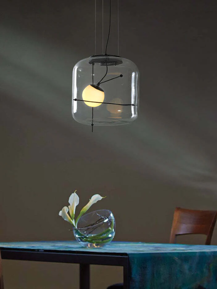 Подвесной светильник Plot Glass - ∅38см x 28см, прозрачный, черный