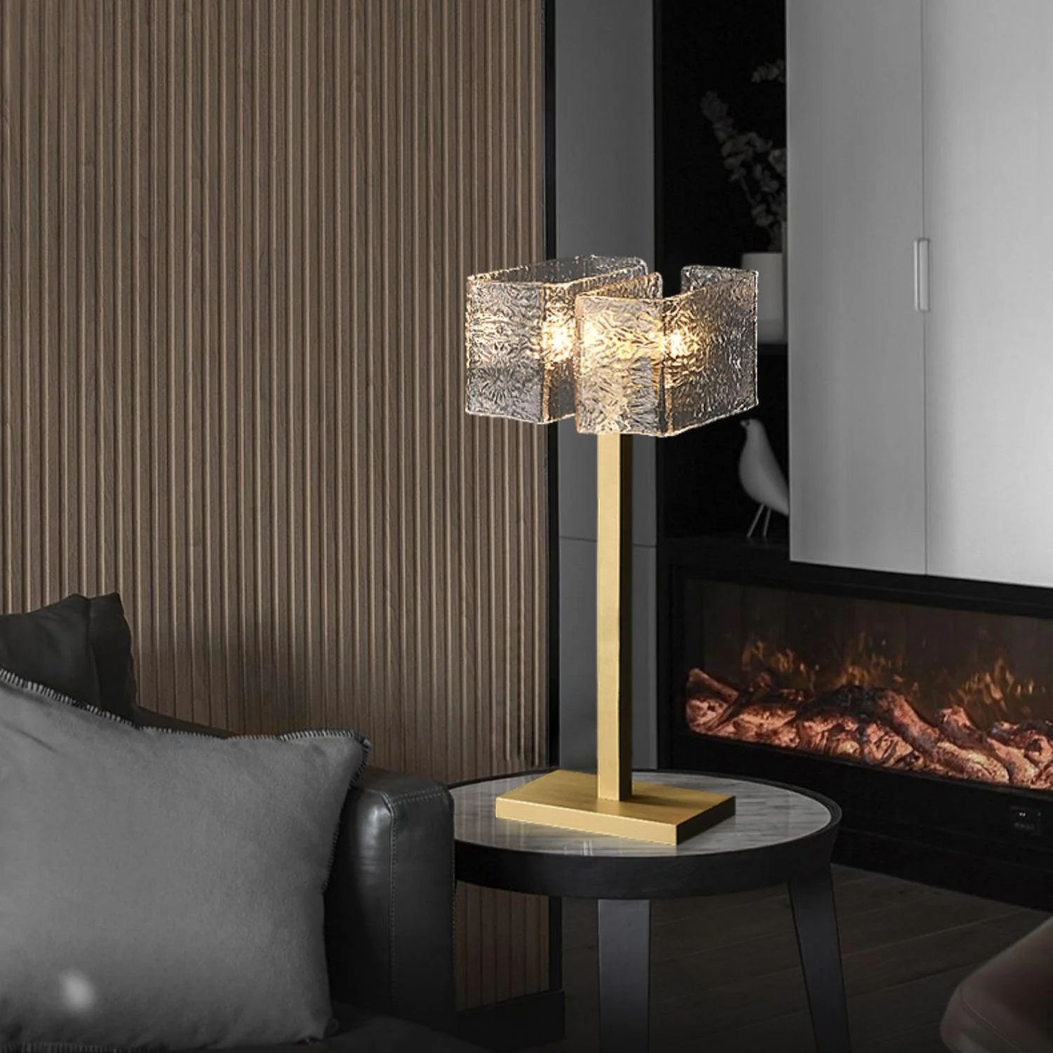 Roosevelt Table Lamp - ∅ 7.8″ x H 19.6″ / Dia 20cm x H 50cm / Brass+Clear / UK plug