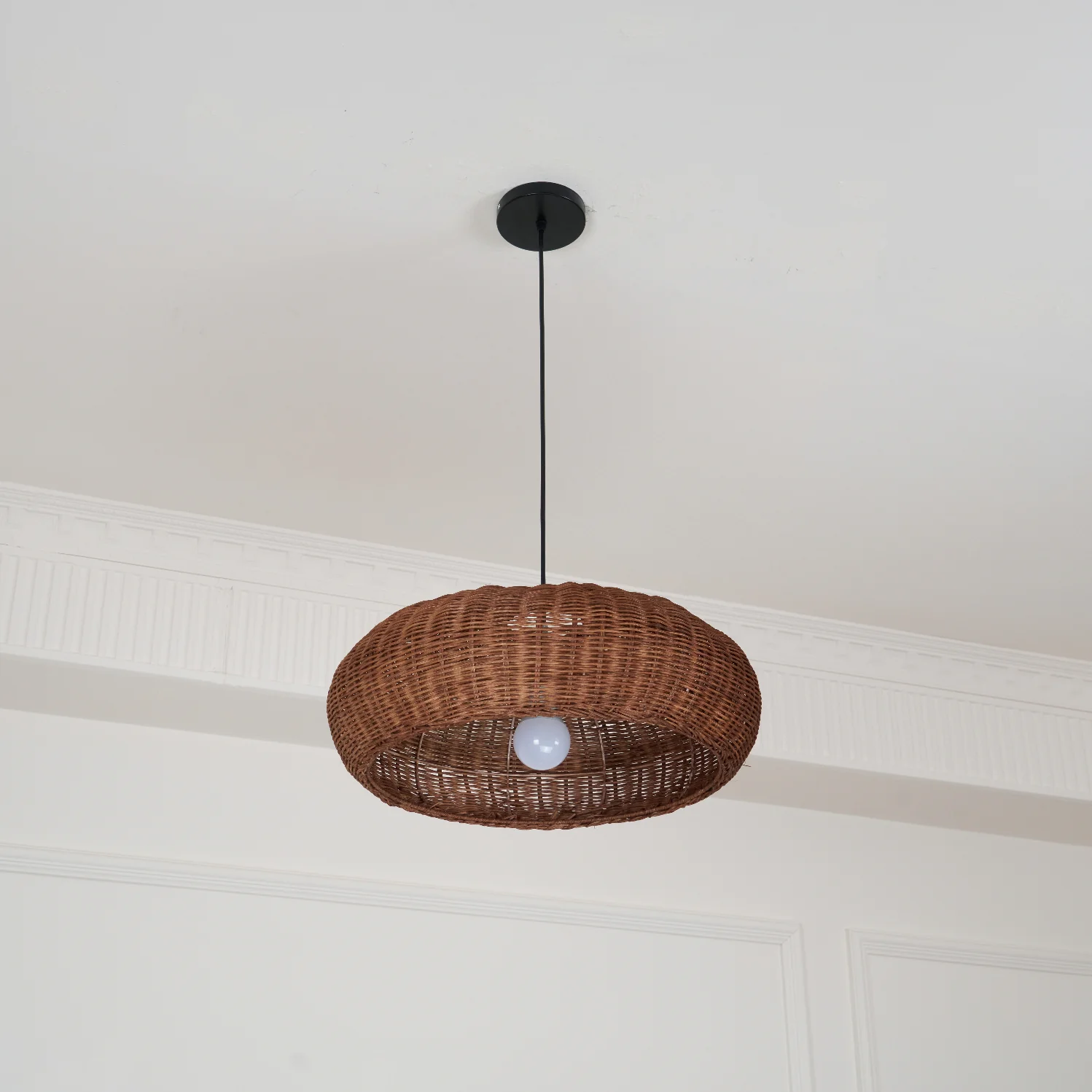 Подвесной светильник Vintage Rattan - ∅48см x 20см, коричневый