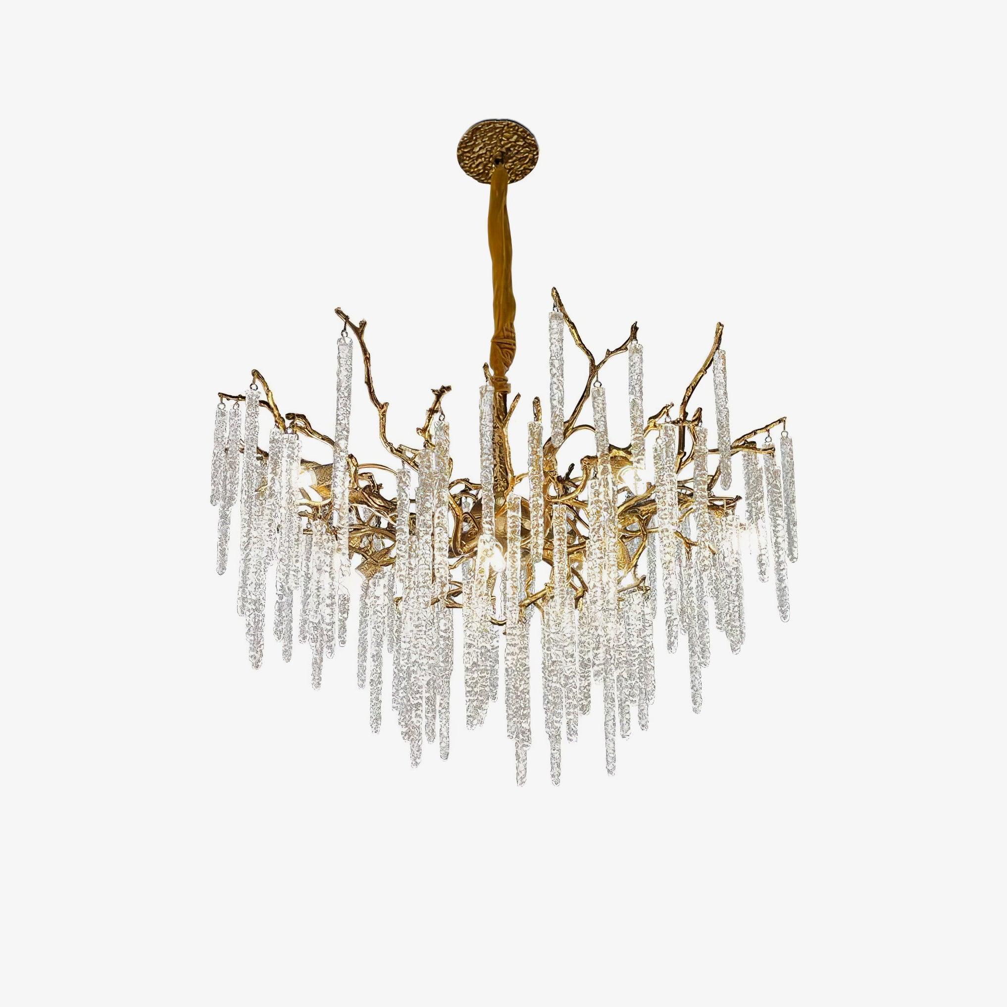 Люстра Crystal Icicles Branch Brass - ∅120см x 45см x 40см, латунь, прозрачный кристалл
