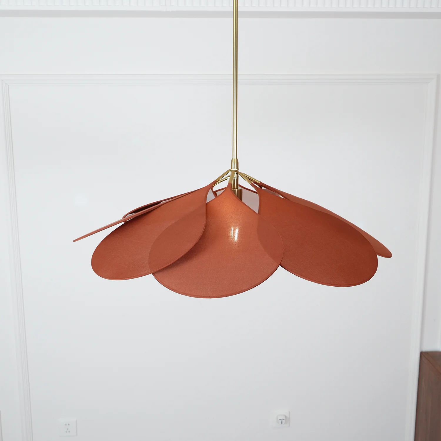 Подвесной светильник Precieuse Petals - ∅80см x 30см, винный красный, золотой, модель 11