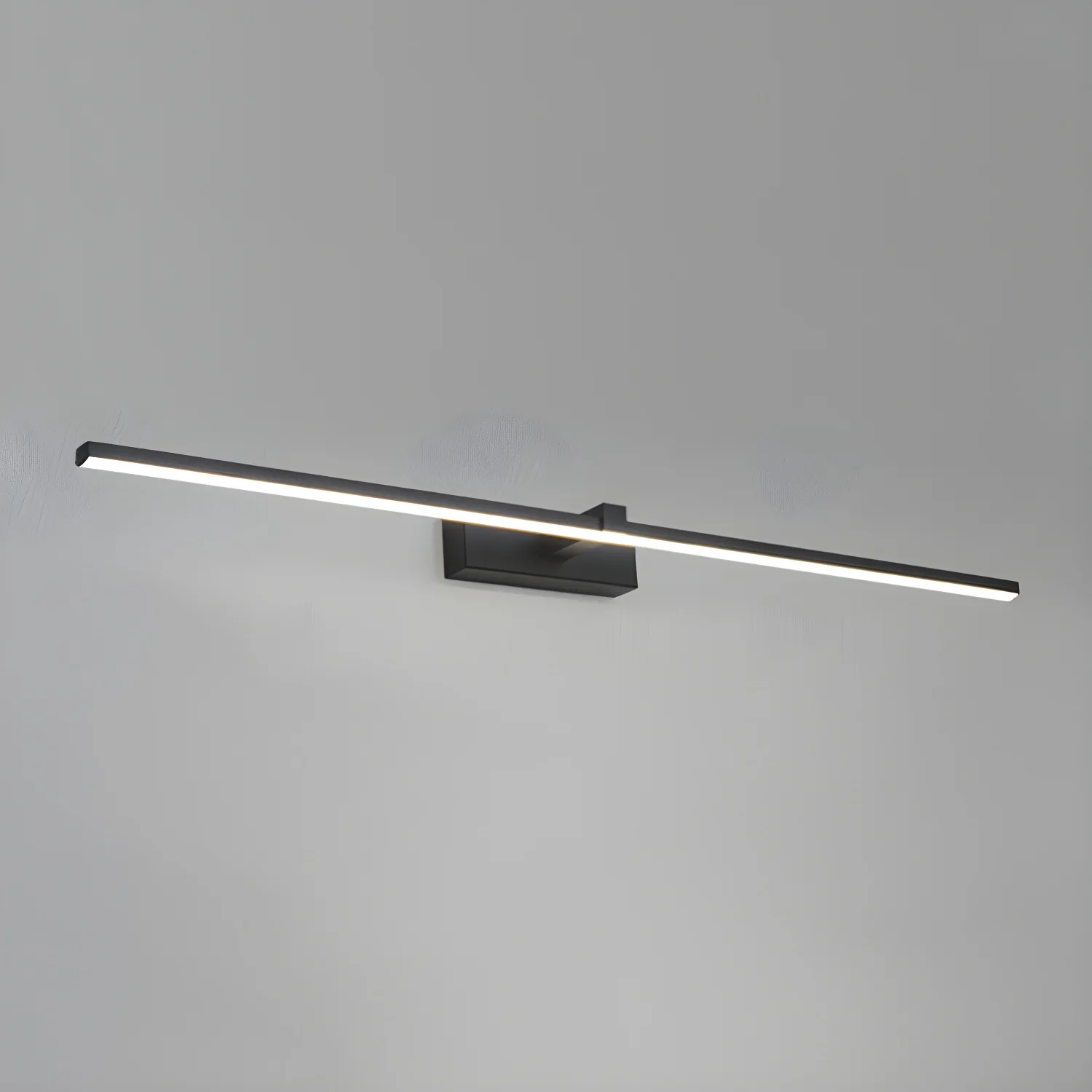 Metal Linear Mirror Wall Light - ∅ 23.6″ x H 3.1″ / Black & Warm Light / Set Of 2
