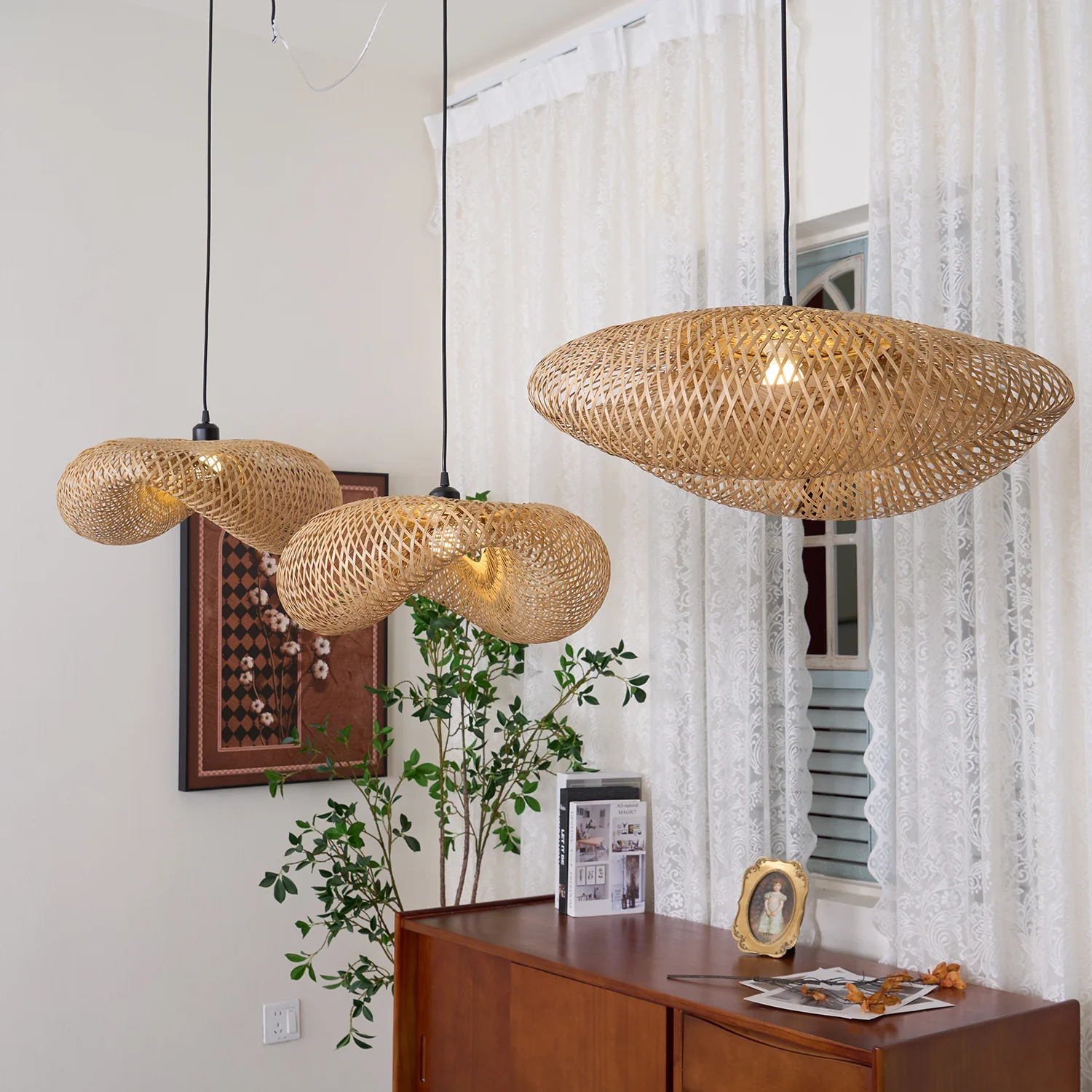 Подвесной светильник Bamboo Weaving - ∅60см x 150см, бамбук, натуральный цвет