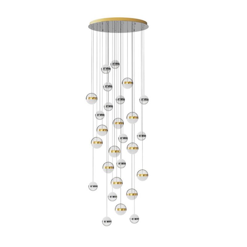 Люстра каскадная Odeon Light ант.бронза/никель/прозрачн/молочный/металл/акрил LED 232W 4000K 11250лм RONI 5037/232L