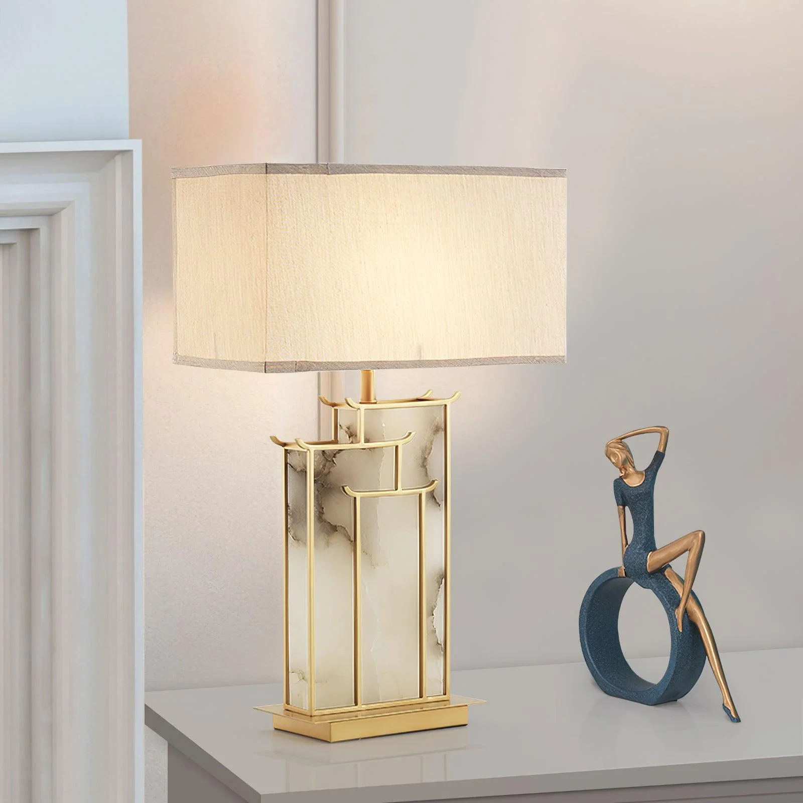 July Table Lamp - ∅ 15.7″ x H 26.7″ / Dia 40cm x H 68cm / Gold+White / AU plug