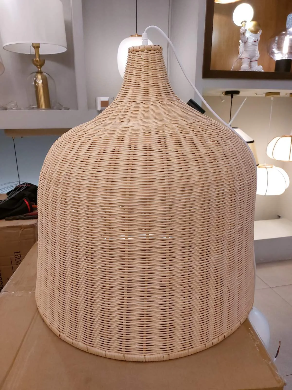 Подвесной светильник Rattan - ∅30см х 30см, натуральный ротанг