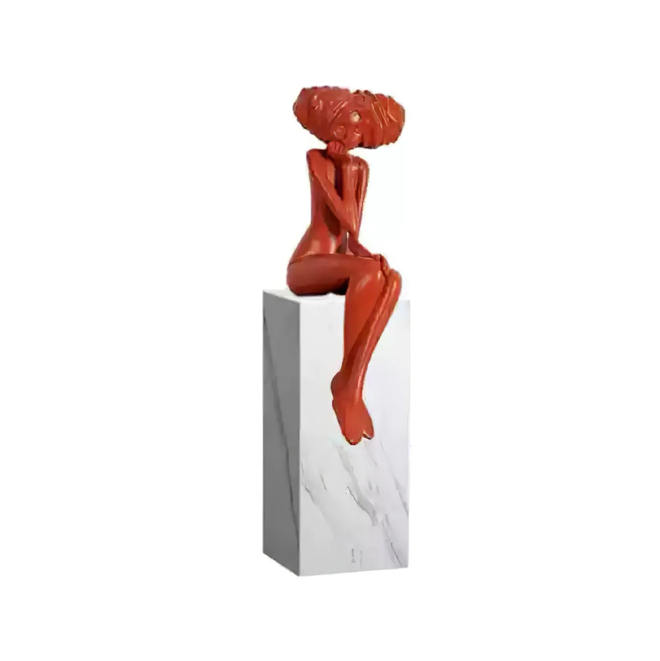 Girl Meditate Sculpture Ornaments - ∅65см x 70см x 152см, синий, металлическое основание