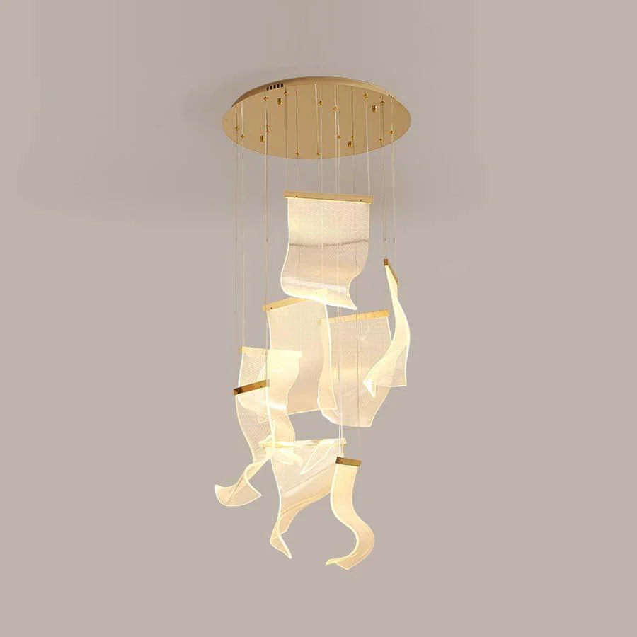 Люстра Acrylic LED - 3 подвеса, ∅35см х 150см, золотой