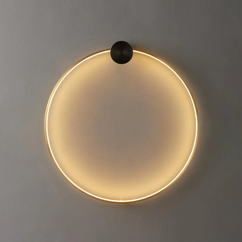 Ring Shaped LED Wall Light - Dia 20cm Set of 2 / Black & Brass / Three-Color Changing Light