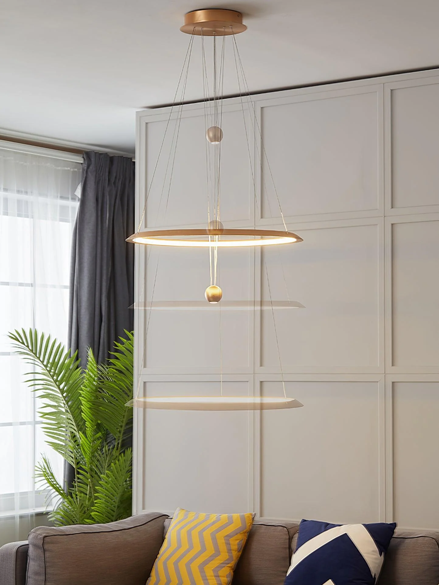 Люстра Circular LED - ∅60см x 150см, розовое золото, холодный свет