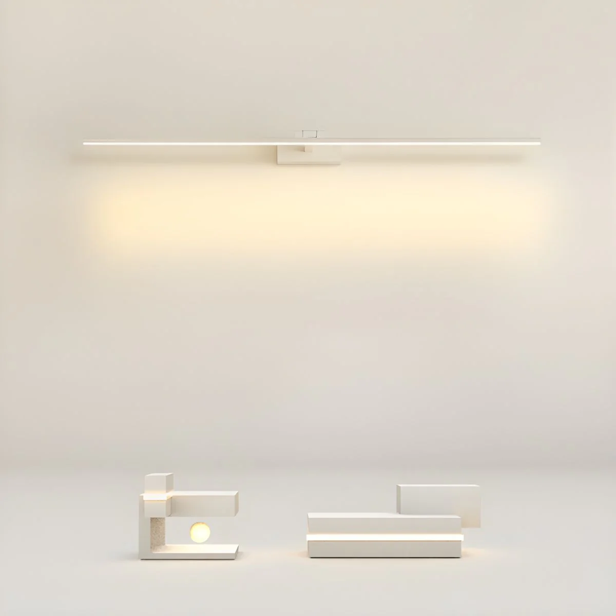 Настенный светильник Linear Bathroom - ∅80см x 6см, черный, теплый свет