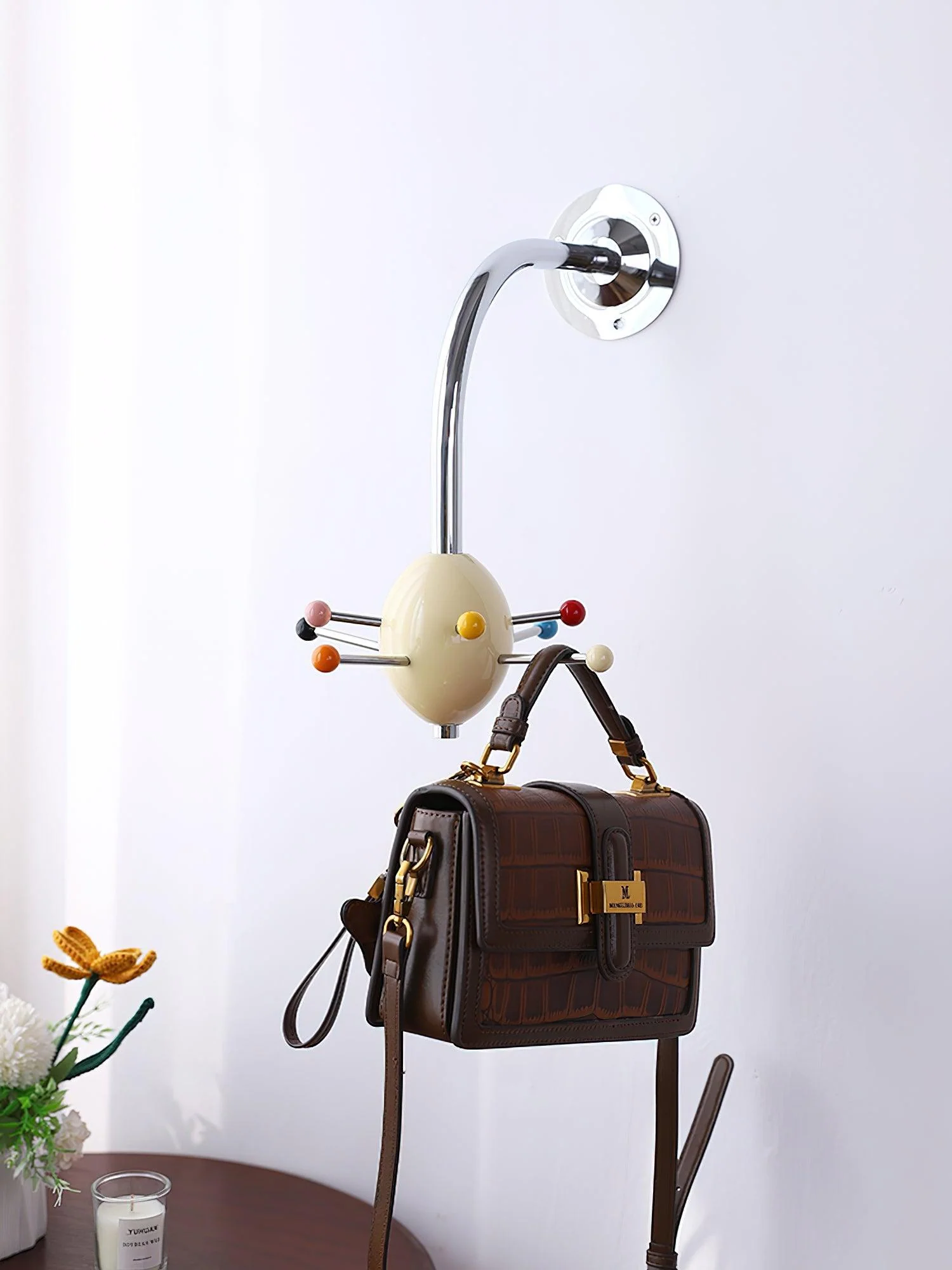 Sputnik Coat Rack - Set of 2 / Chrome＆Beige