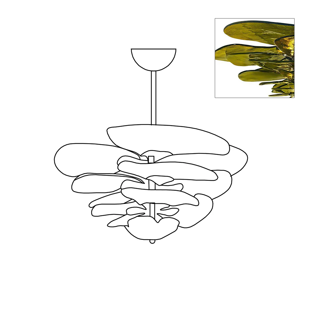Люстра Petals Gold Murano - 4 яруса ∅67см x 29см, янтарь, золотой