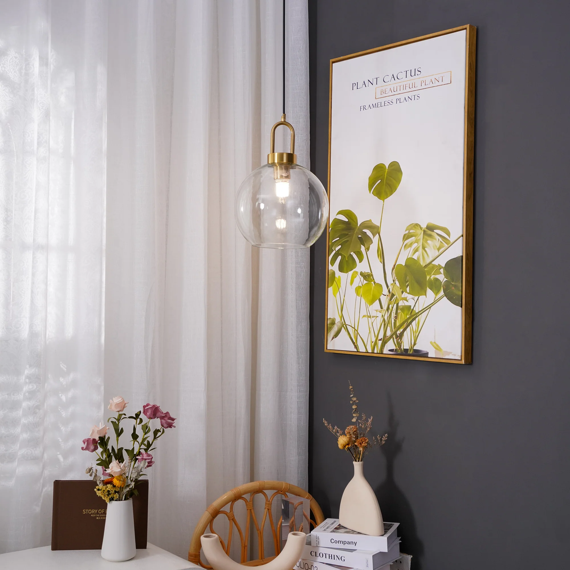 Подвесной светильник Pendulum Glass - ∅20см х 30см, матовый дымчато-серый