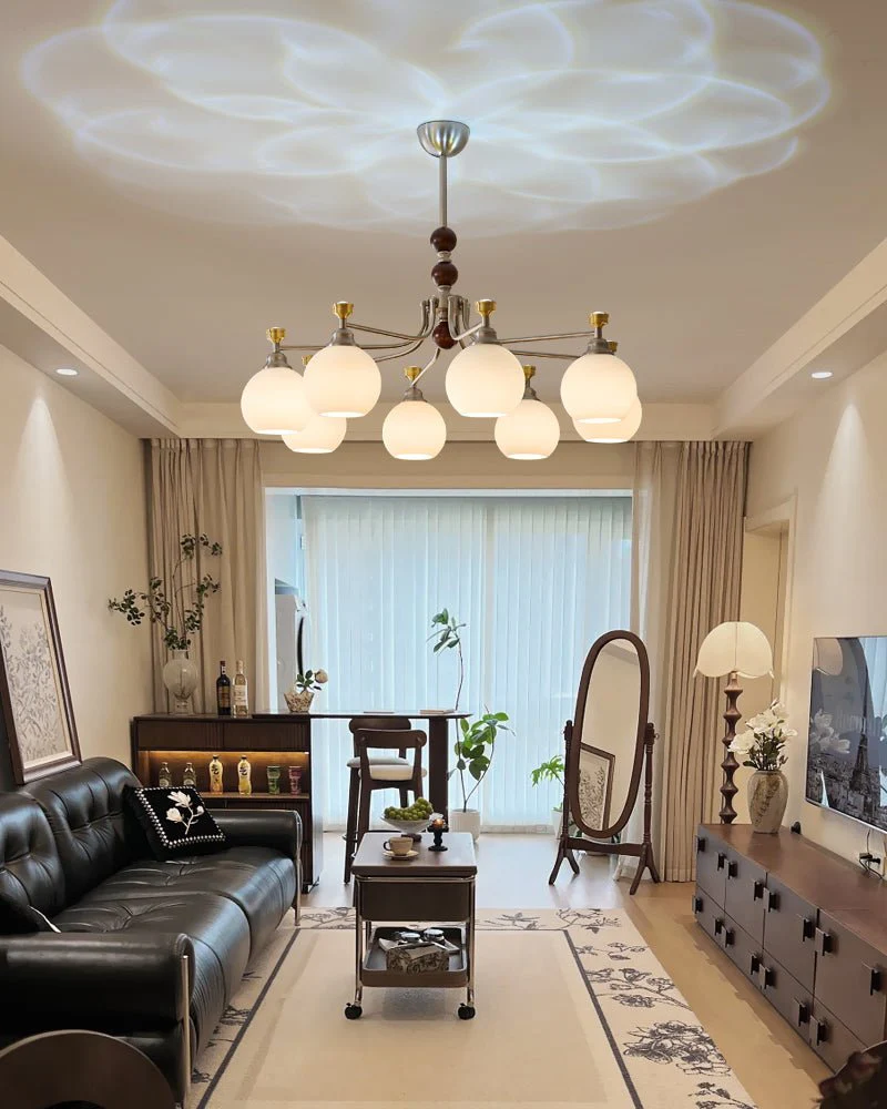 Люстра Lucienne Orb - 3 источника света ∅61см x 46см, орех, никель