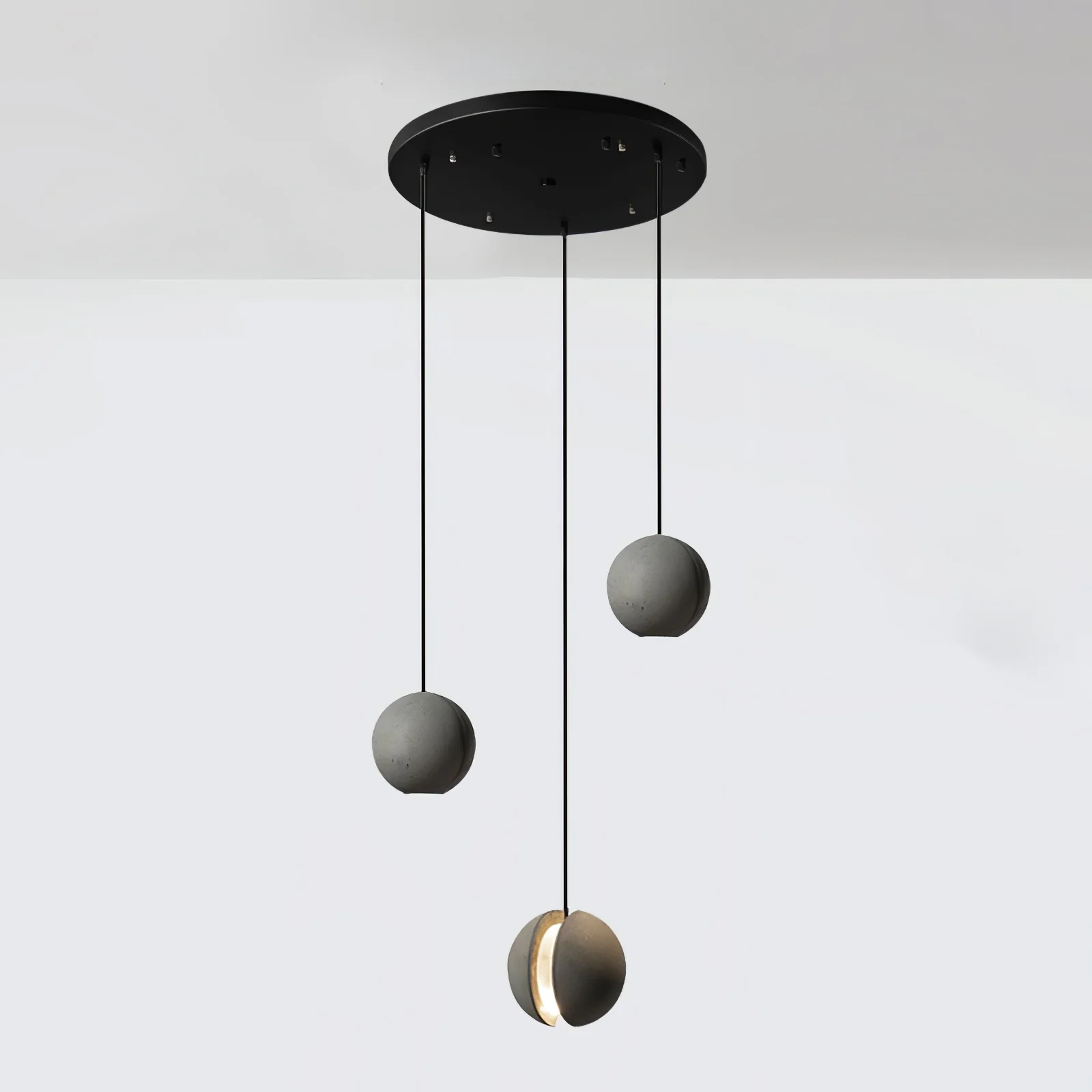 Подвесной светильник Moon Concrete - 2 плафона ∅24см x 150см, серый