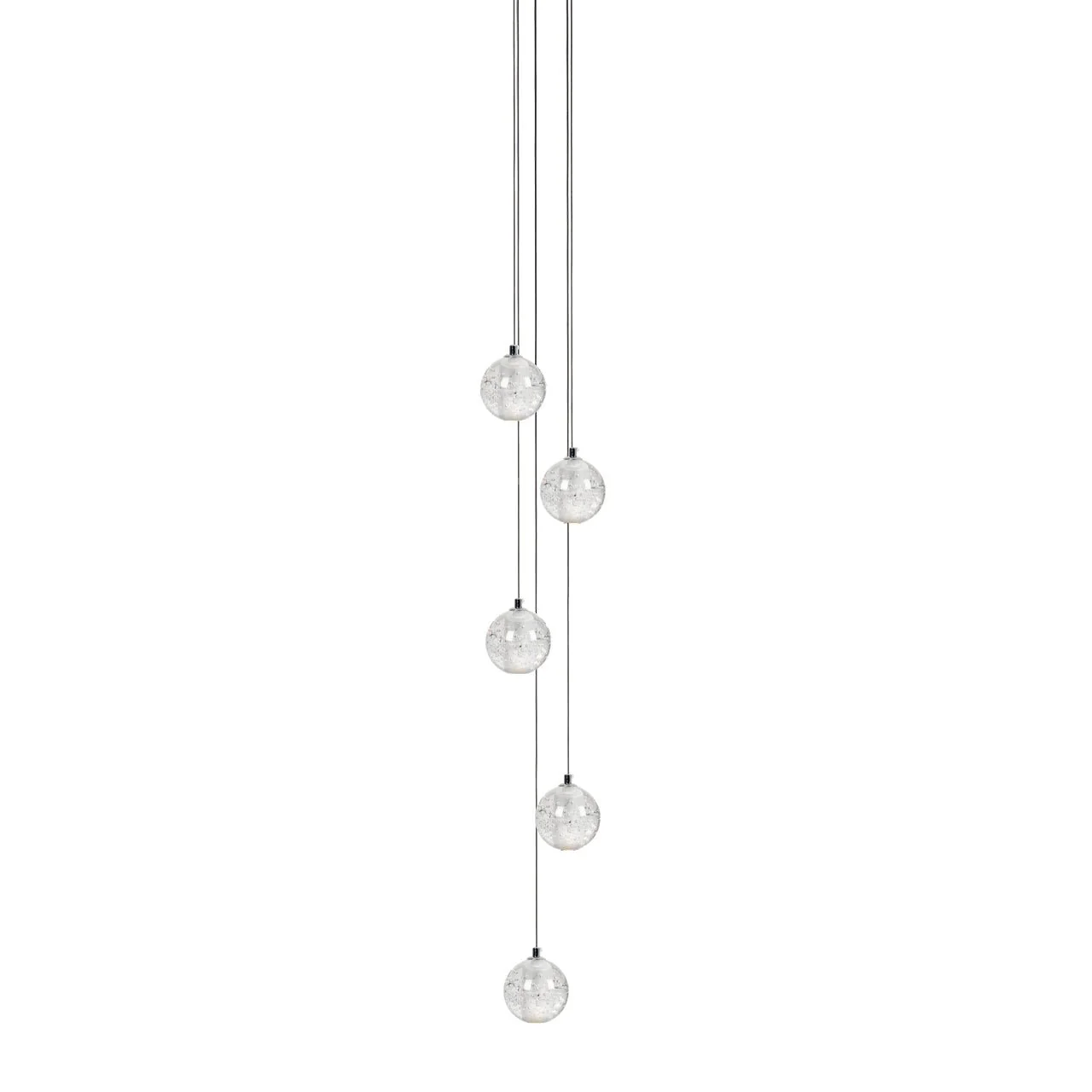 Подвесной светильник Crystal Bubbles Balls - круглое крепление, 9 подвесов ∅40см x 200см, хром, прозрачный