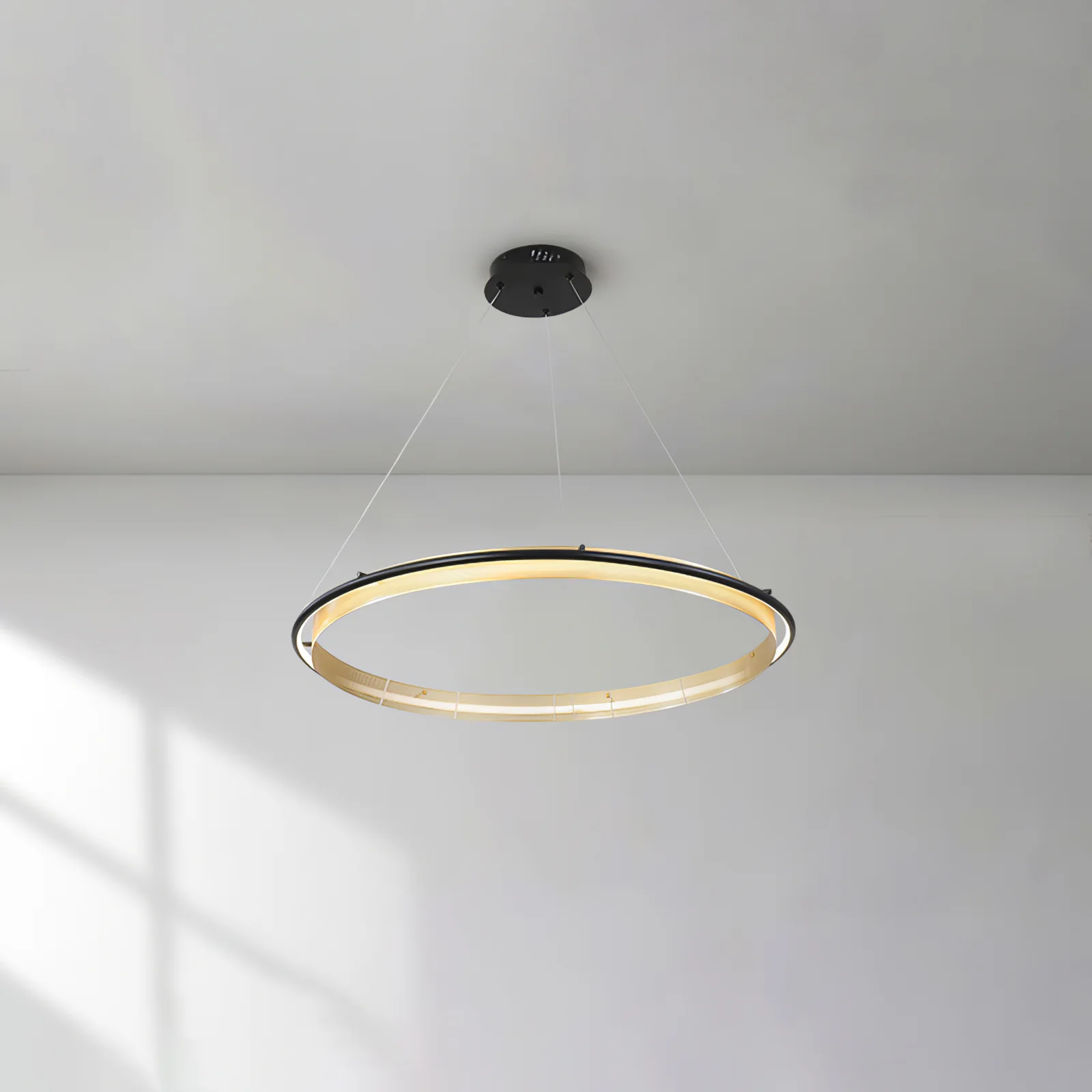 Люстра Acrylic LED Round - 3 яруса: ∅60см + ∅80см + ∅100см, черный, янтарь, теплый свет