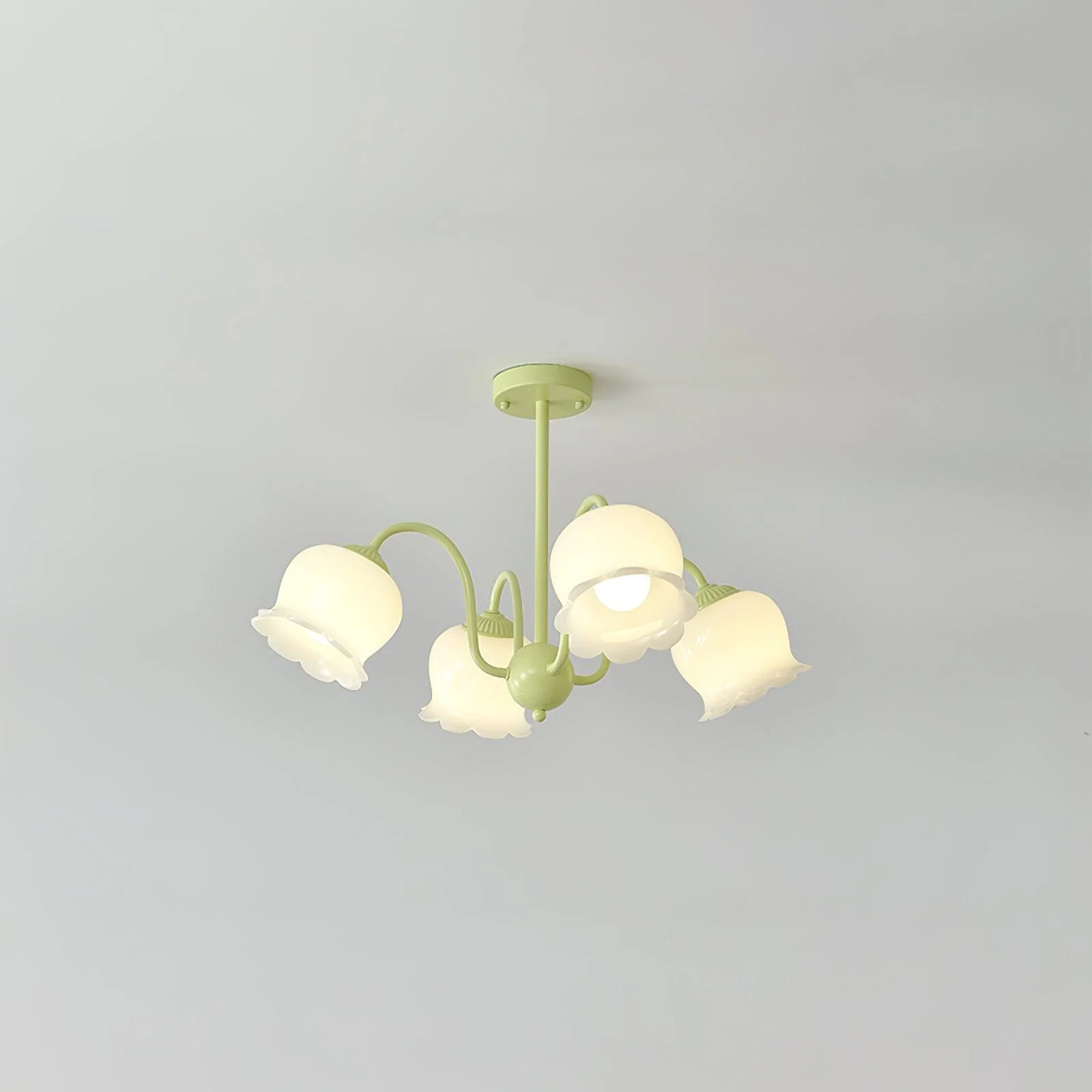 Люстра Trumpet Flower - модель B, 8 подвесов ∅90см x 43см, зеленый, белый