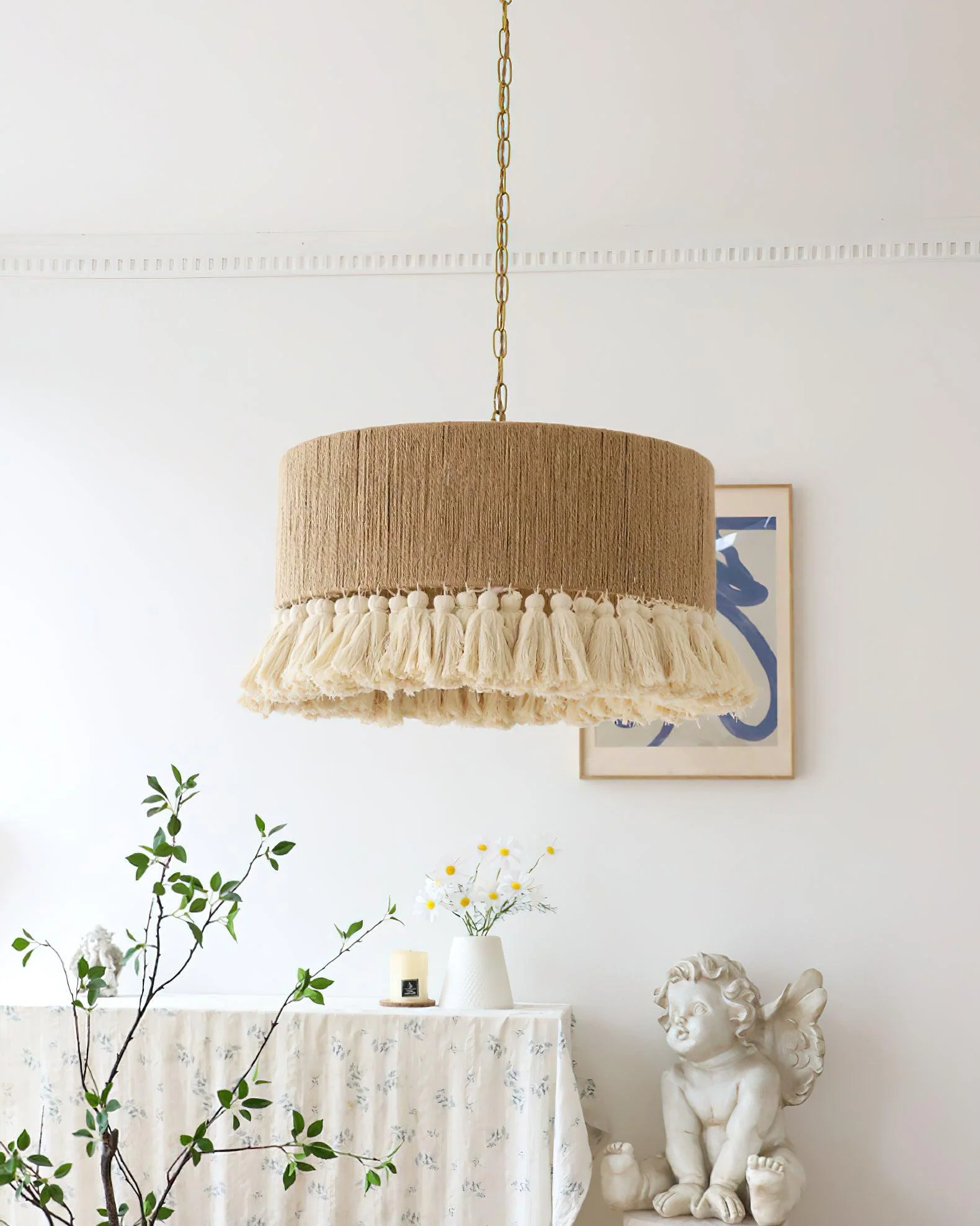 Подвесной светильник Boho Rara - модель А ∅30см x 37см, бежевый, белый