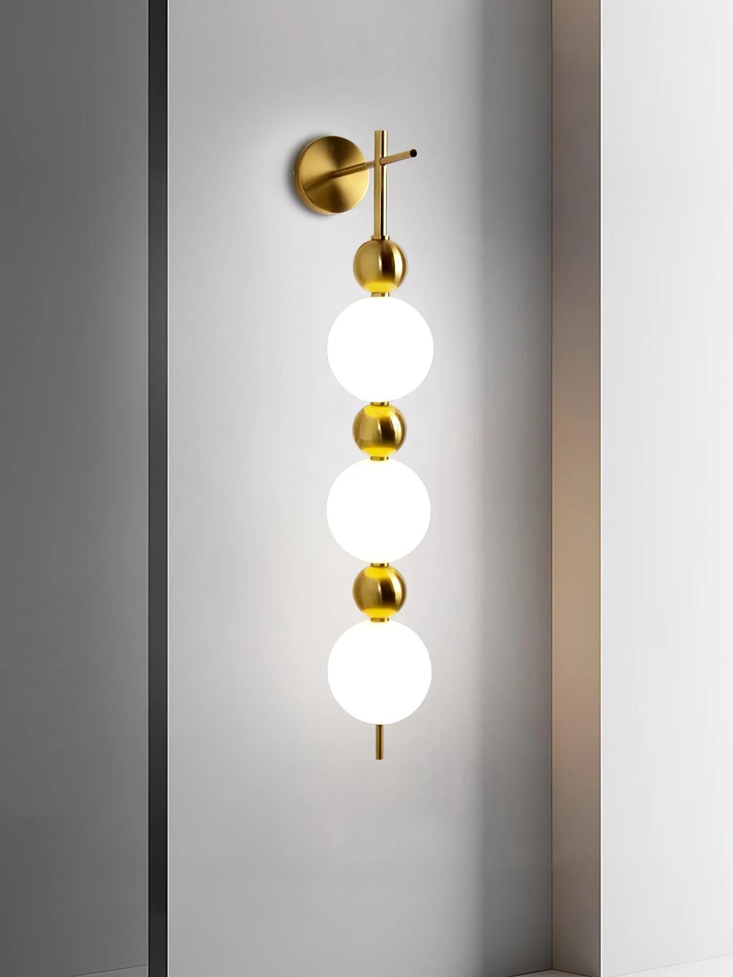 Candied Haws String Wall Lamp - ∅ 10.2″ x H 32.3″ / ∅ 15cm x H 82cm Set of 2 / Gold & White / Warm Light