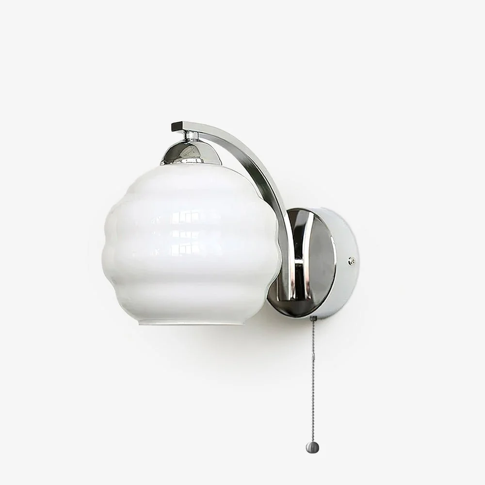 Gatsby Wall Lamp - ∅ 5.9″ x H 6.3″ / Dia 15cm x H 16cm / Chrome+Beige / Set of 2