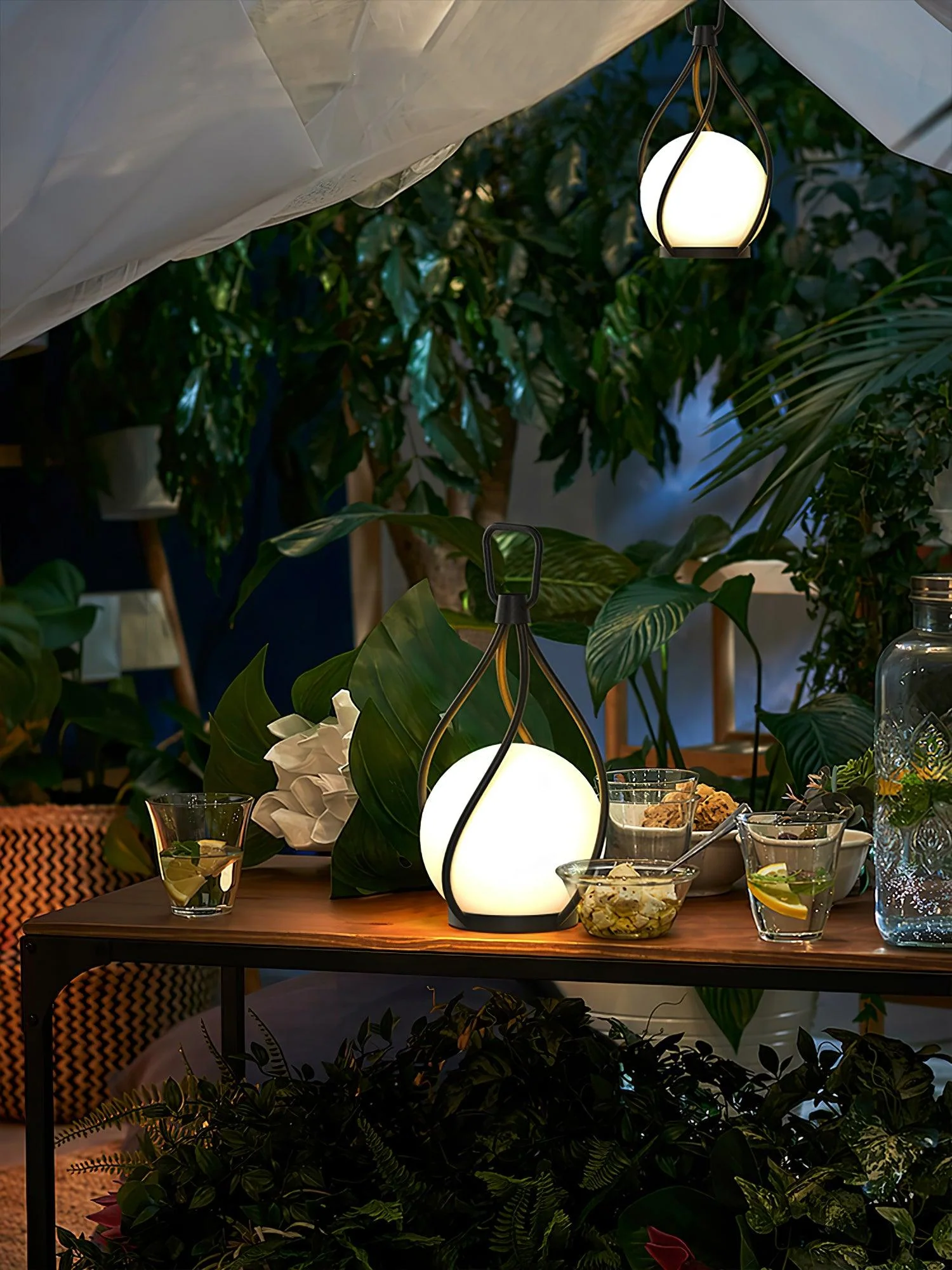 Настольный светильник Eclisse Orb Lantern Rechargeable - ∅10см x 25см, черный, прозрачный, теплый свет