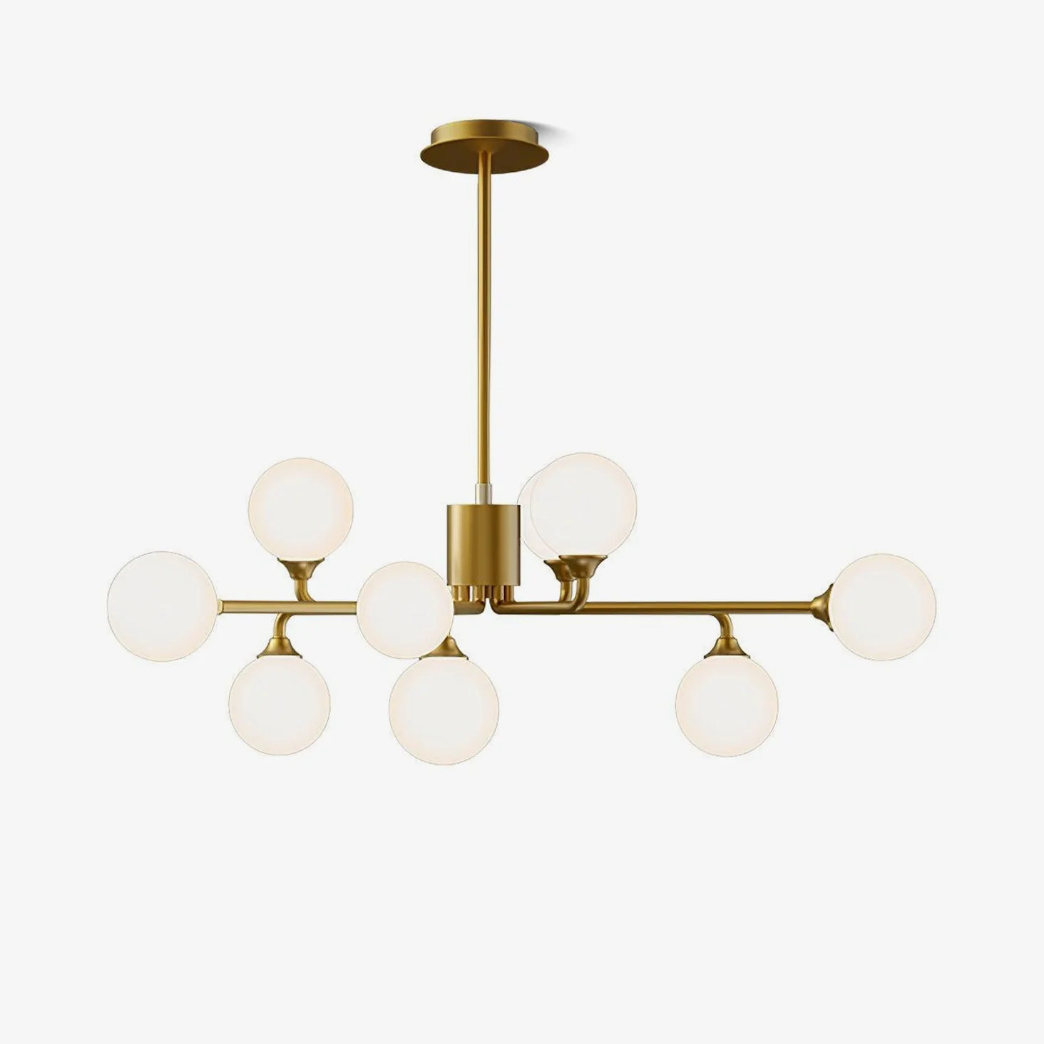 Люстра Staggered Glass Globes - 12 подвесов ∅113см x 29см, золотой, белый