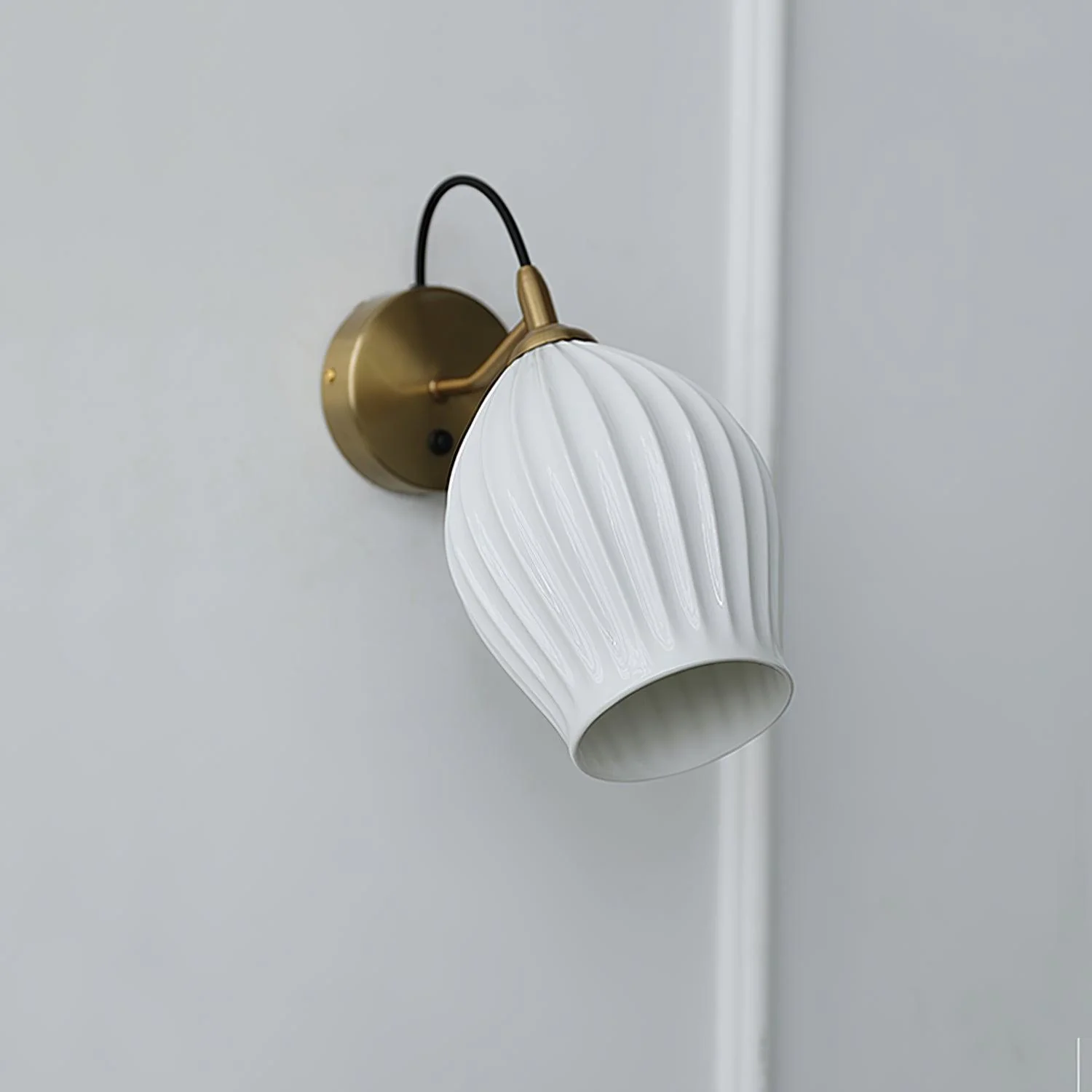 Ceramic Ribbed Wall light - Set of 2 / Copper