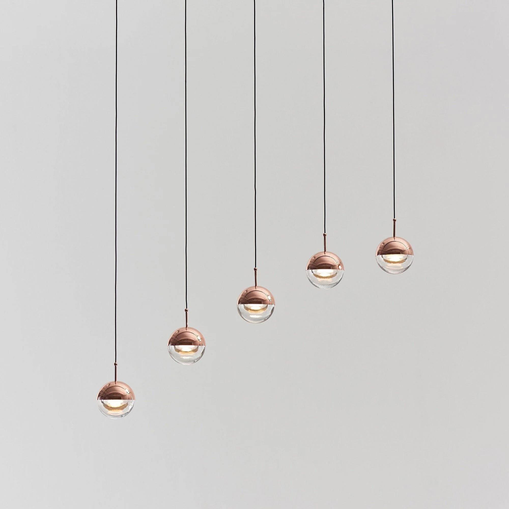 Подвесной светильник Restaurant Art LED - 5 плафонов ∅70см x 200см, розовое золото, теплый свет