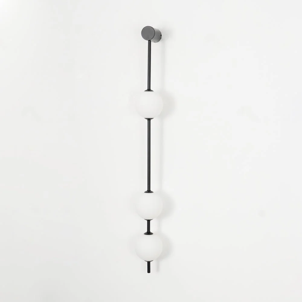 Vertical Balls Wall Lamp - 5 Lamps Set of 2 / Nickel & Glass Ball / Neutral Light