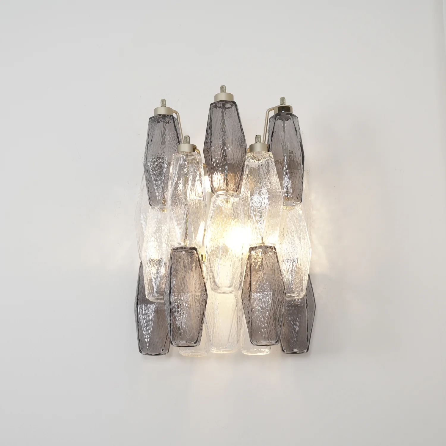 Настенный светильник Murano Rhombus Glass - ∅40см х 38см, дымчато-серый, прозрачный