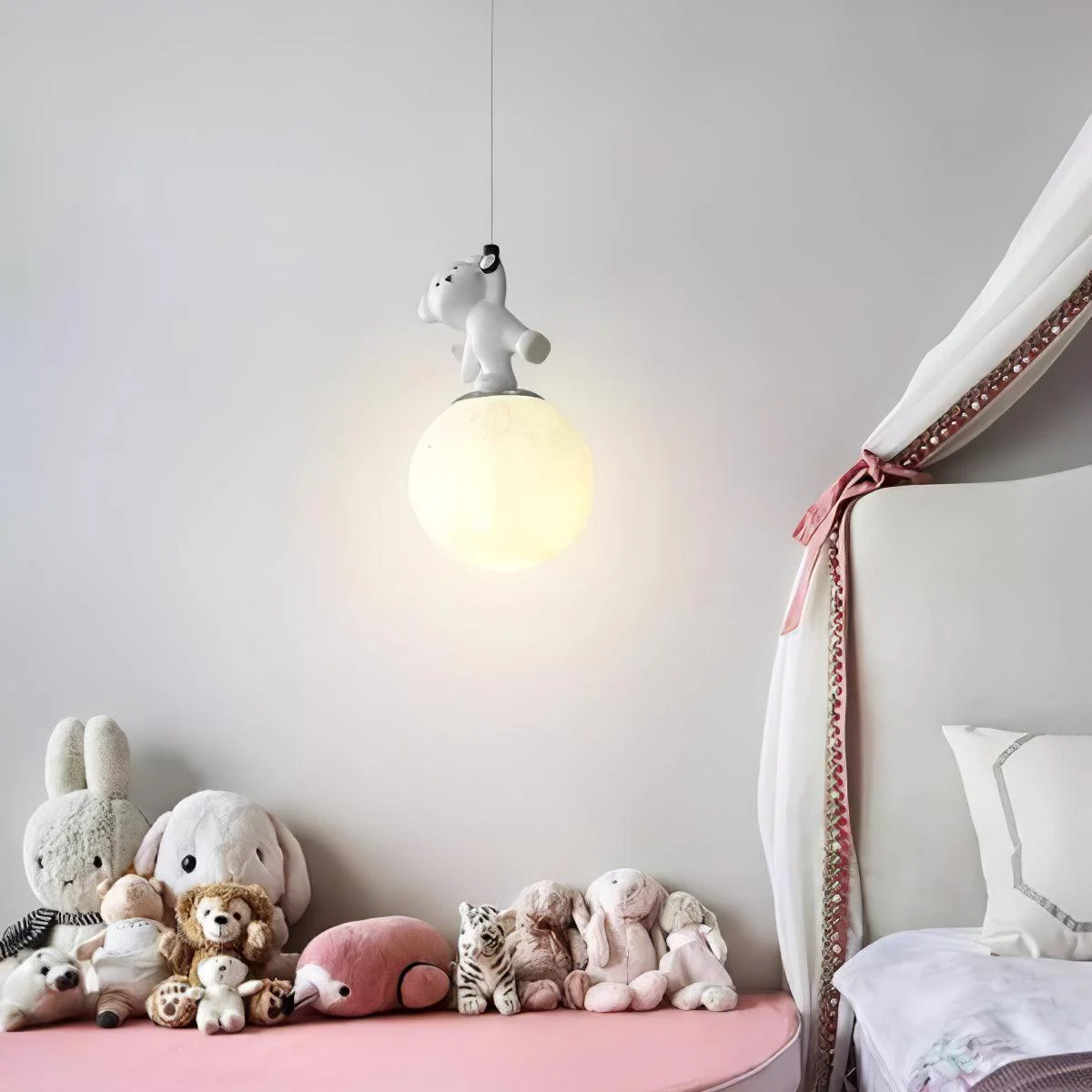 Подвесной светильник Animal And Moon - White dolphin ∅15см х 27см, хром