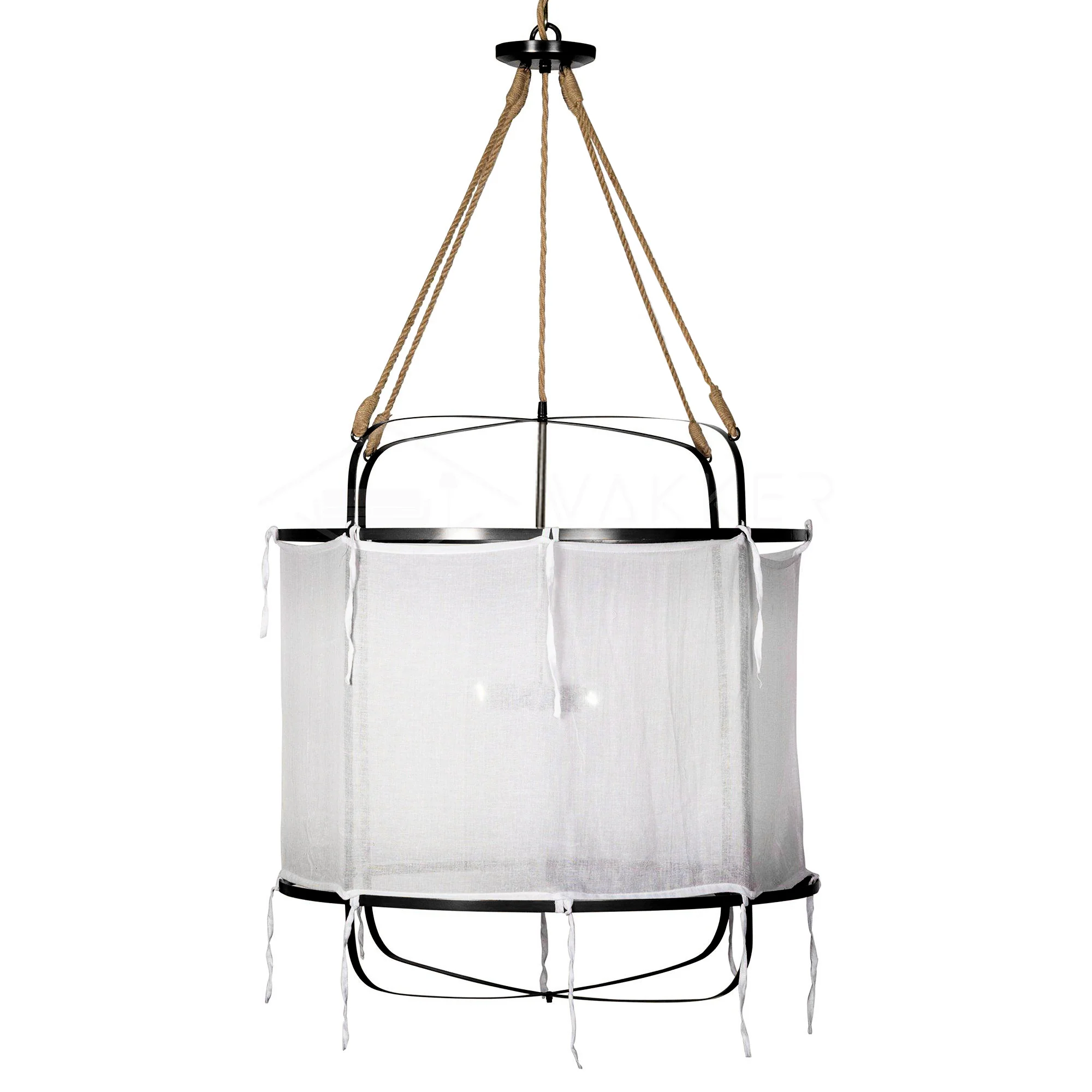 Подвесной светильник Provence Linen - ∅35см x 50см, медь, белый