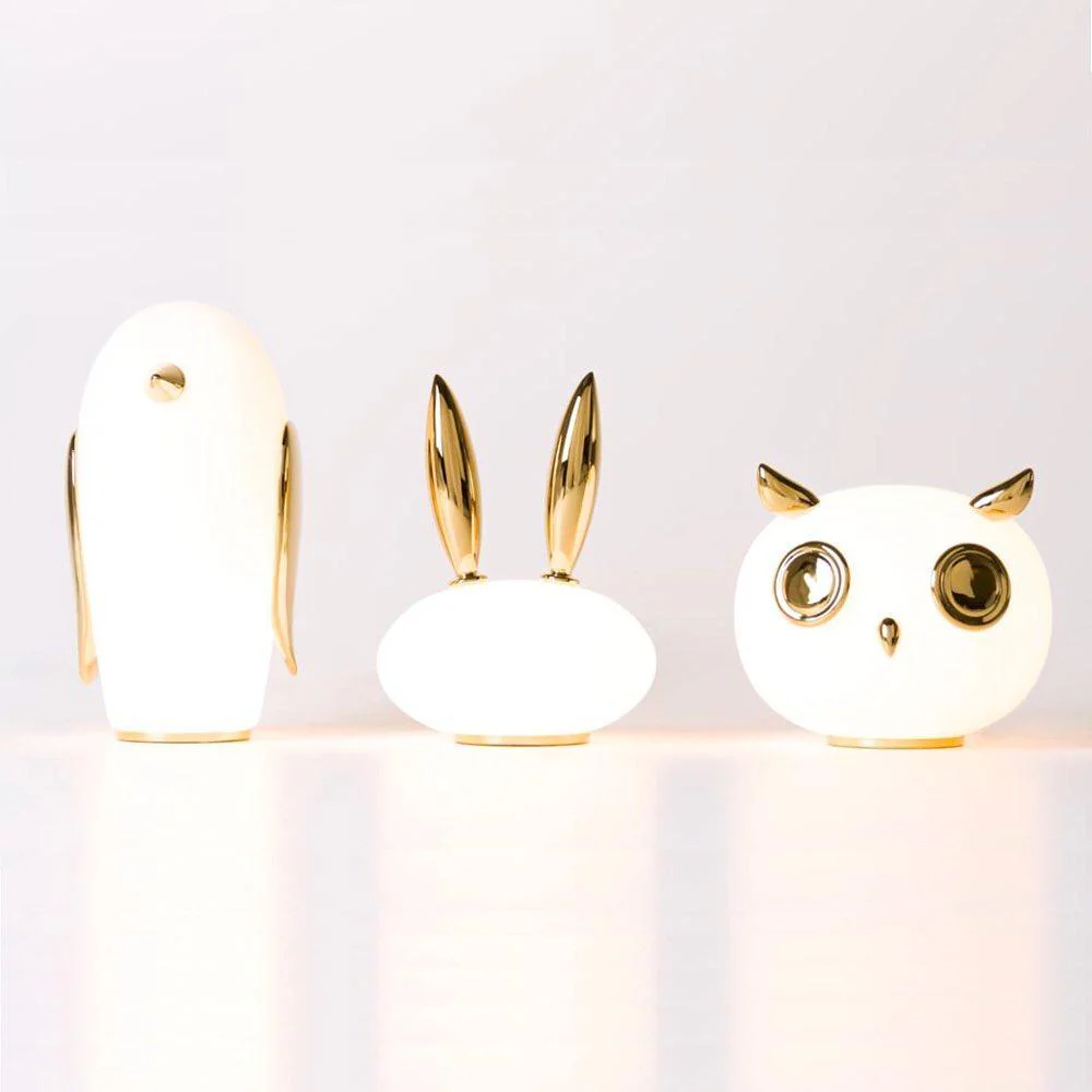 Pet Desk Light - Rabbit: ∅ 8.3″ x H 10.6″ / Dia 21cm x H 27cm / Gold+White / UK plug