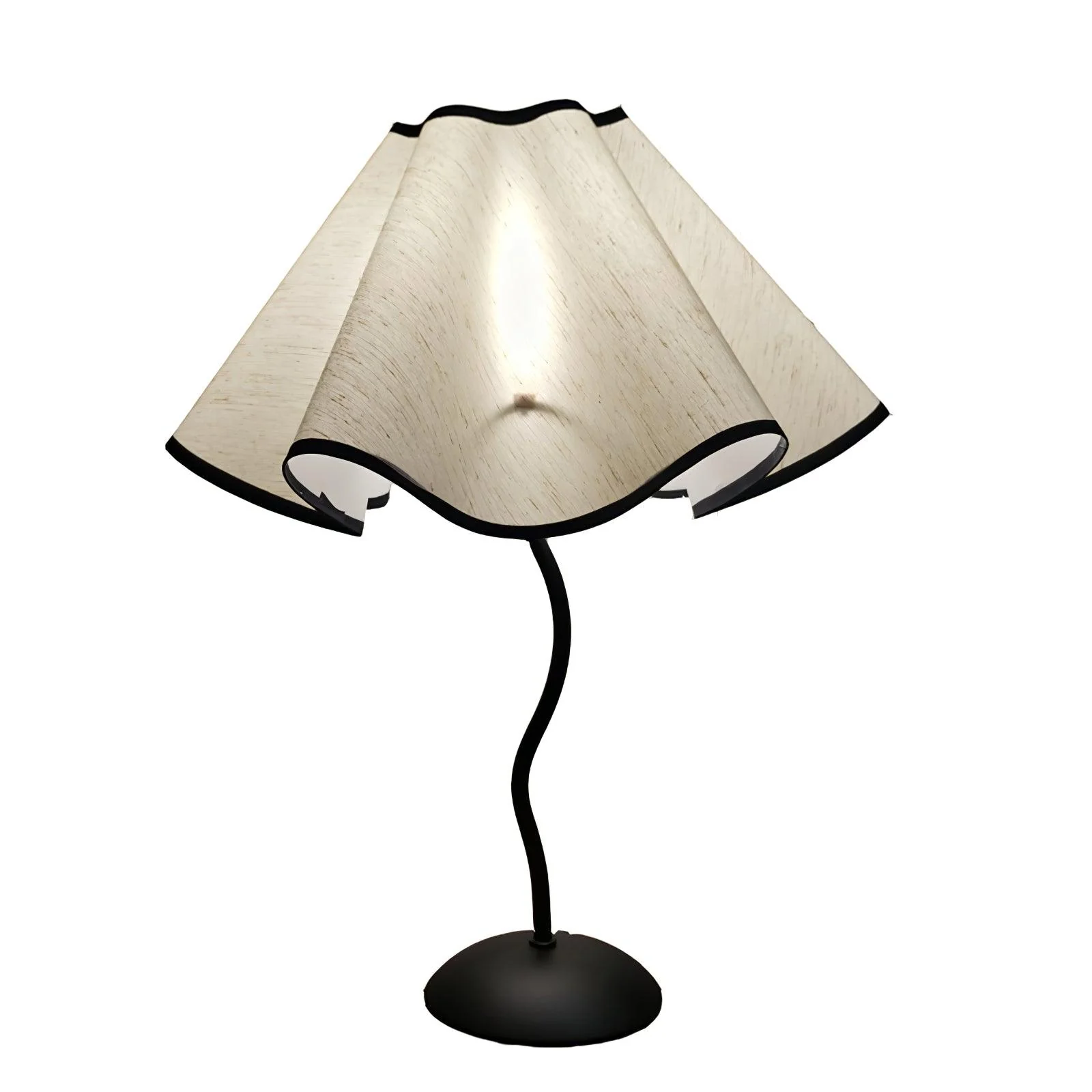Cora Table Lamp - ∅ 14.1″ x H 18.5″ / Dia 36cm x H 47cm / Black+White Linen / UK plug