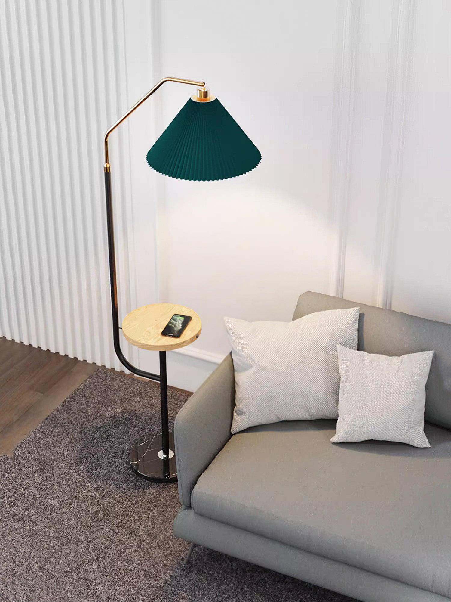 Ozz Floor Lamp - Wooden desktop: W 21.7″ x H 65″ / W 55cm x H 165cm / Beige & Black & Gold / AU plug