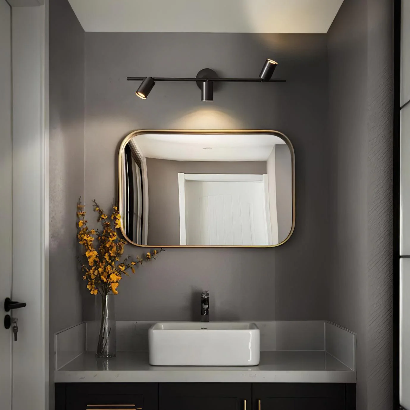 Rotatable Spotlight Wall Light - 2 heads Set of 2 / Black brushed gold