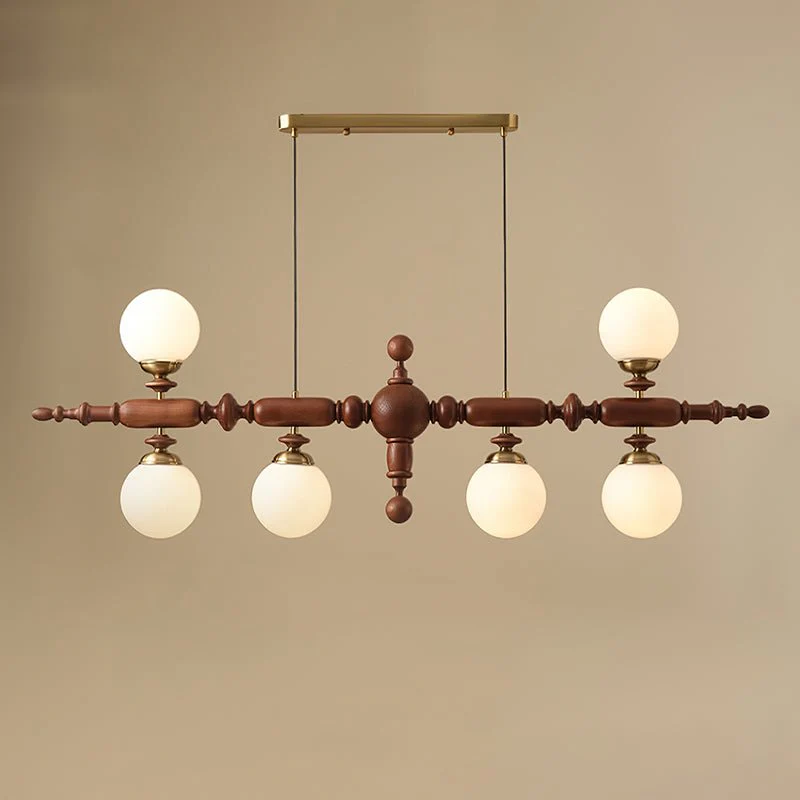 Люстра Cambridge Wooden - 4 источника света 139см x 41см, орех, золотой