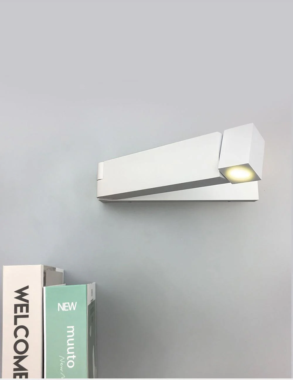 LED Bedside Bedroom Wall Light - Set of 2 / Dark Wood Grain / Warm Light
