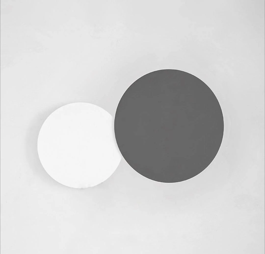Geometric Disc Wall Lamp - Dia 28cm x H5cm set of 2 / White / Warm white