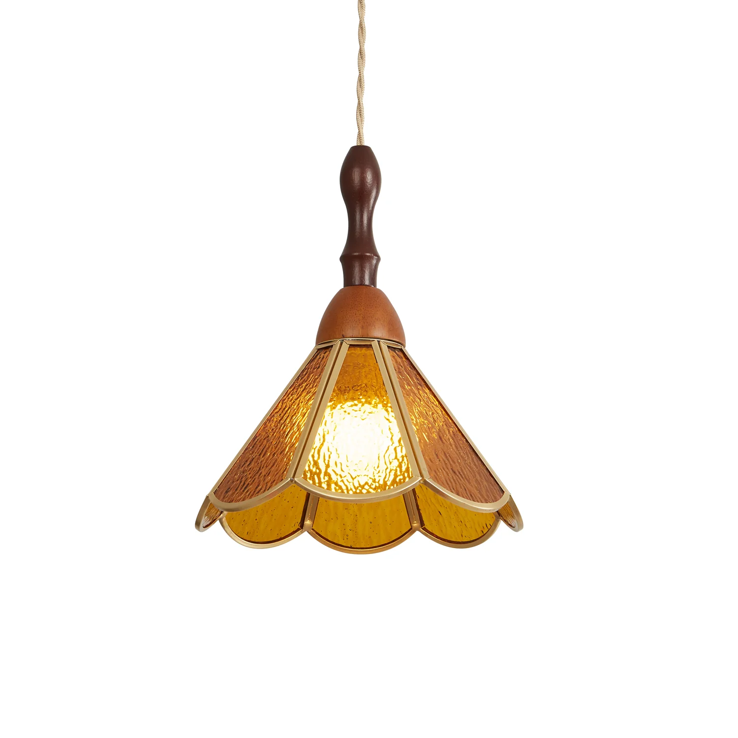 Подвесной светильник Tiffany Stained Glass - модель E, ∅22см x 35см, золотой
