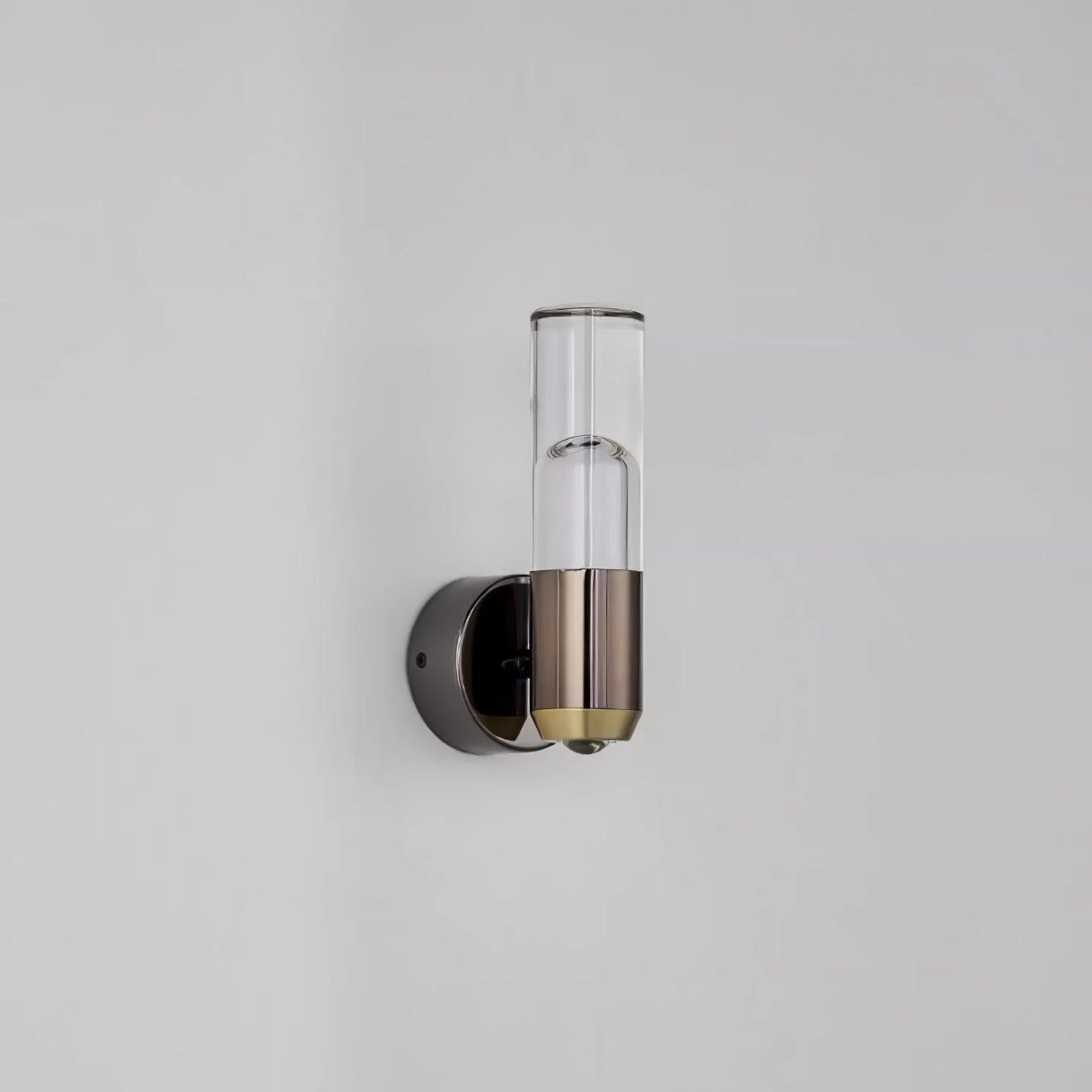 Настенный светильник Cylindrical Modern - ∅8см x 20см, черный, прозрачный, холодный свет