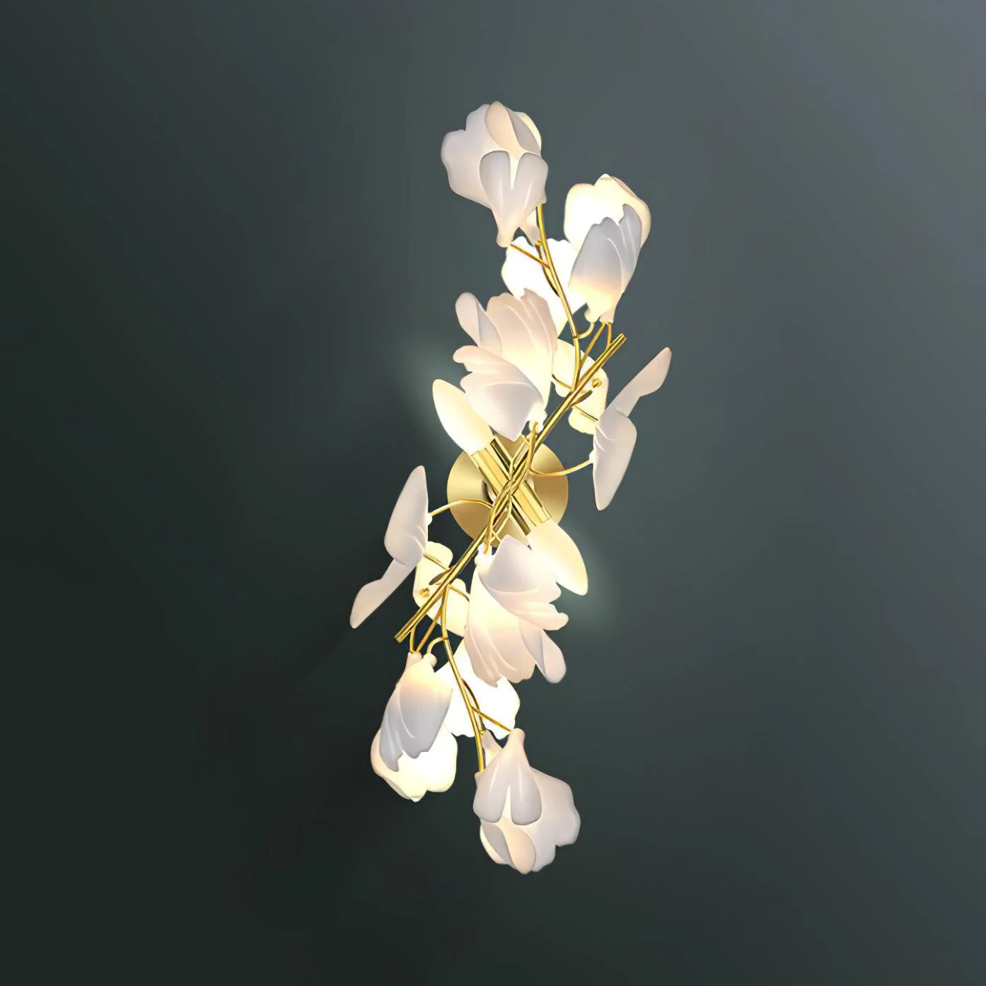 Настенный светильник Gingko Flowers Plug-in - ∅30см x 60см, золотой, белый